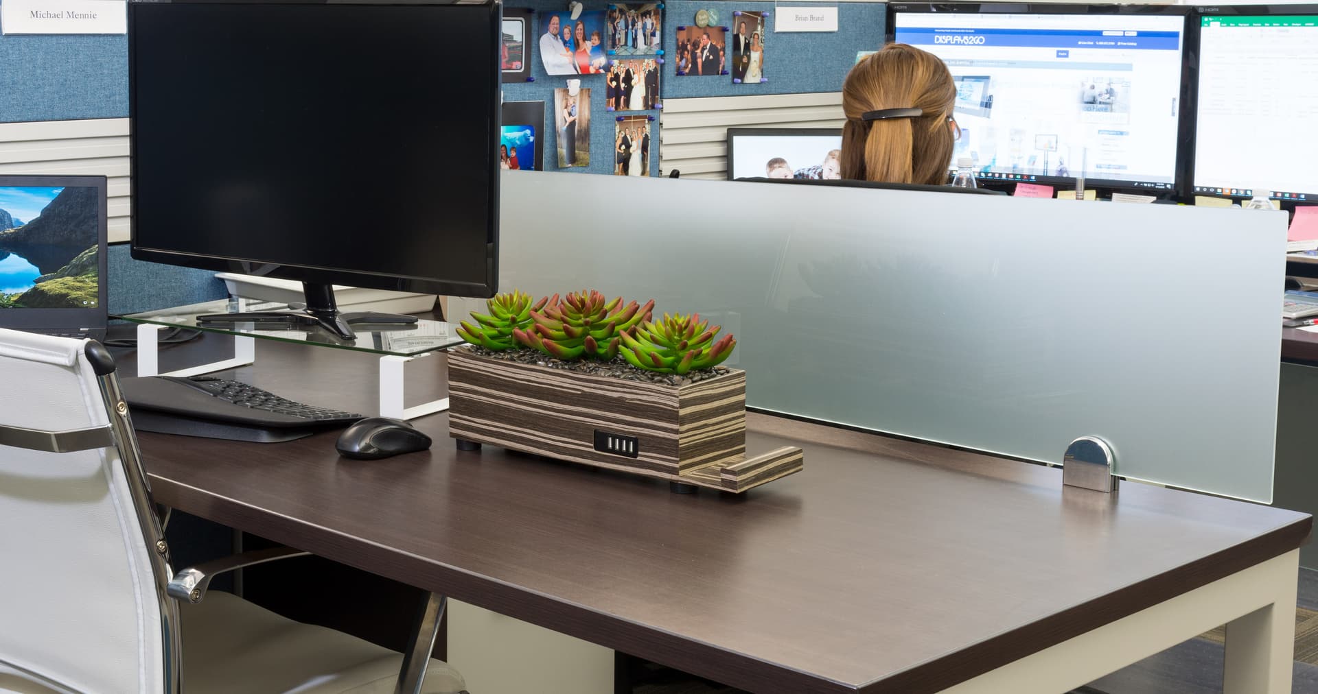 12 x 48 glass desk mounted privacy screen