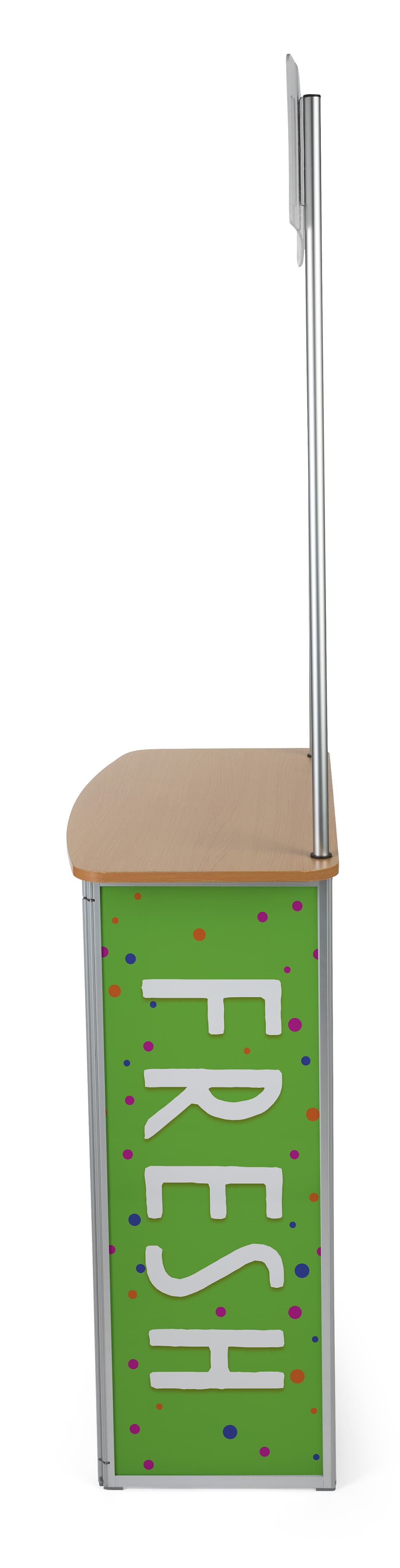 Mobile demo display counter with wraparound printing