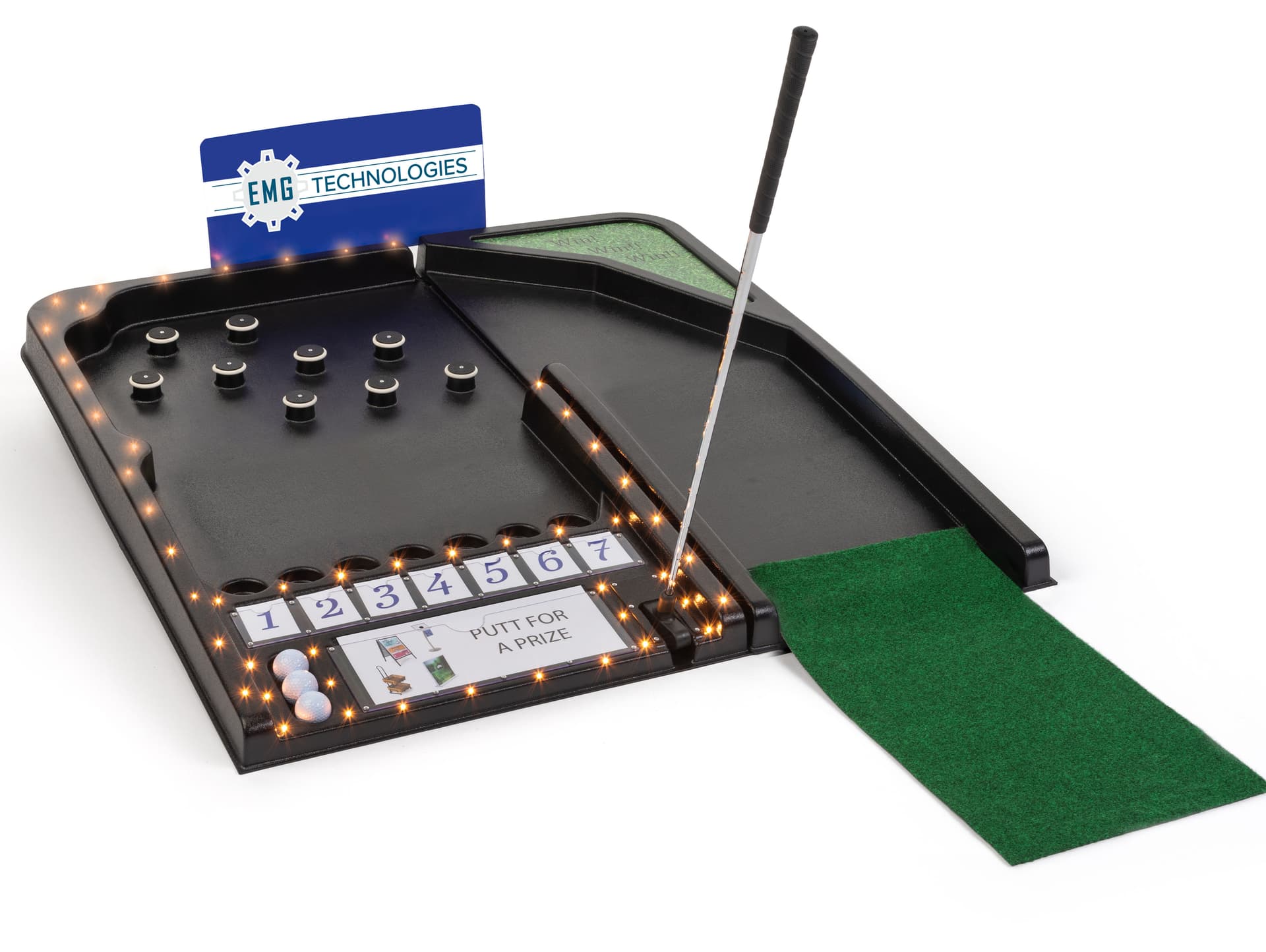 Custom graphic for prize putt game with business printed logo