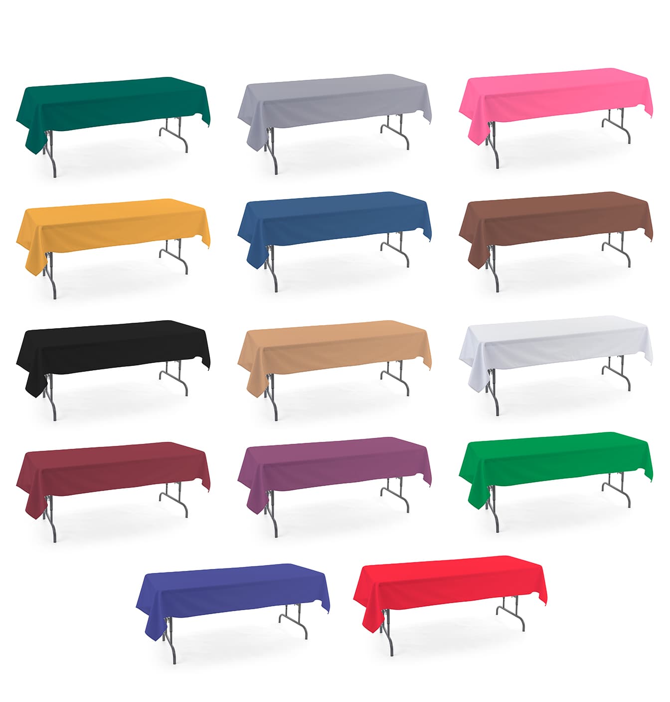 Rectangle tablecloths with 14 color options