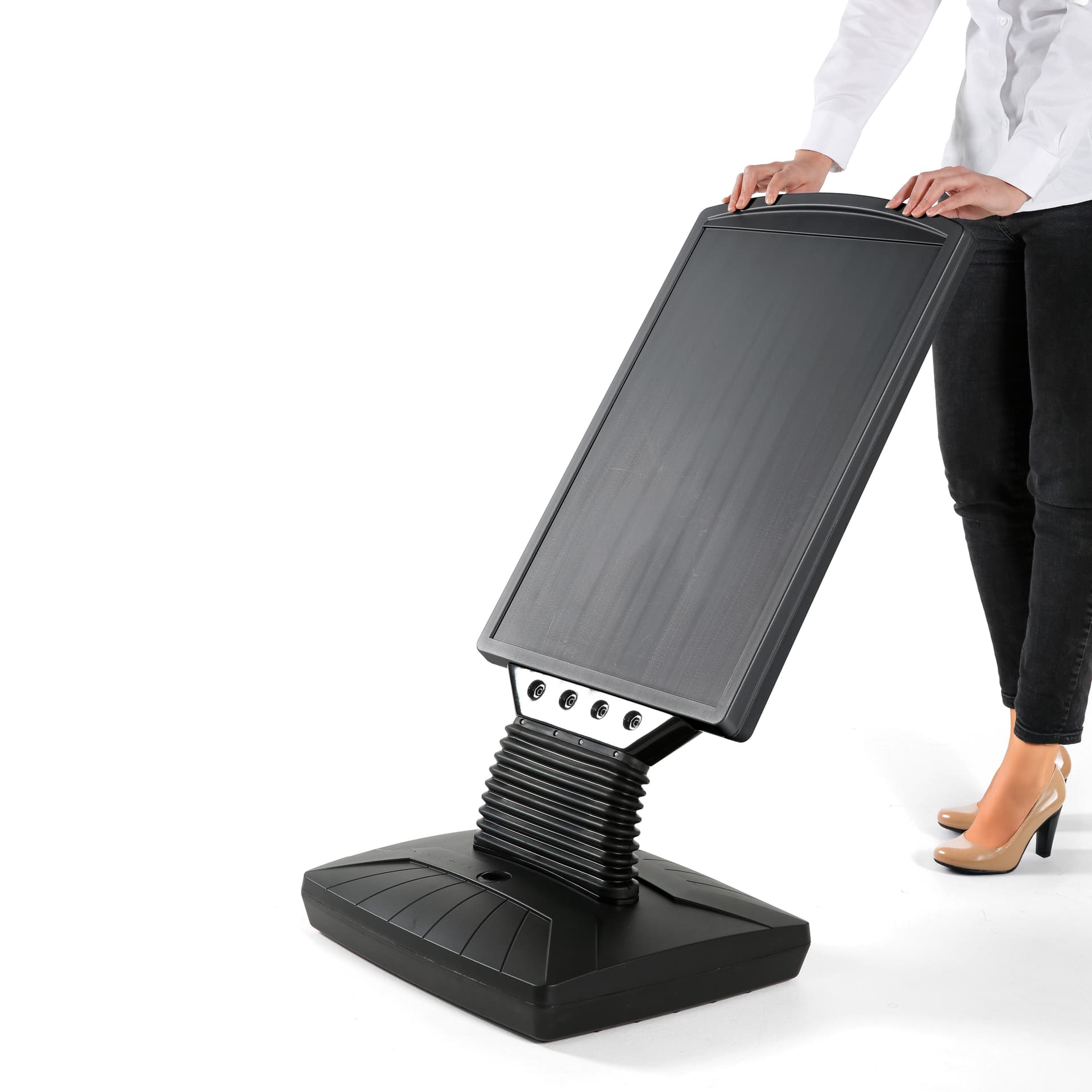 Plastic sidewalk sign with flex base