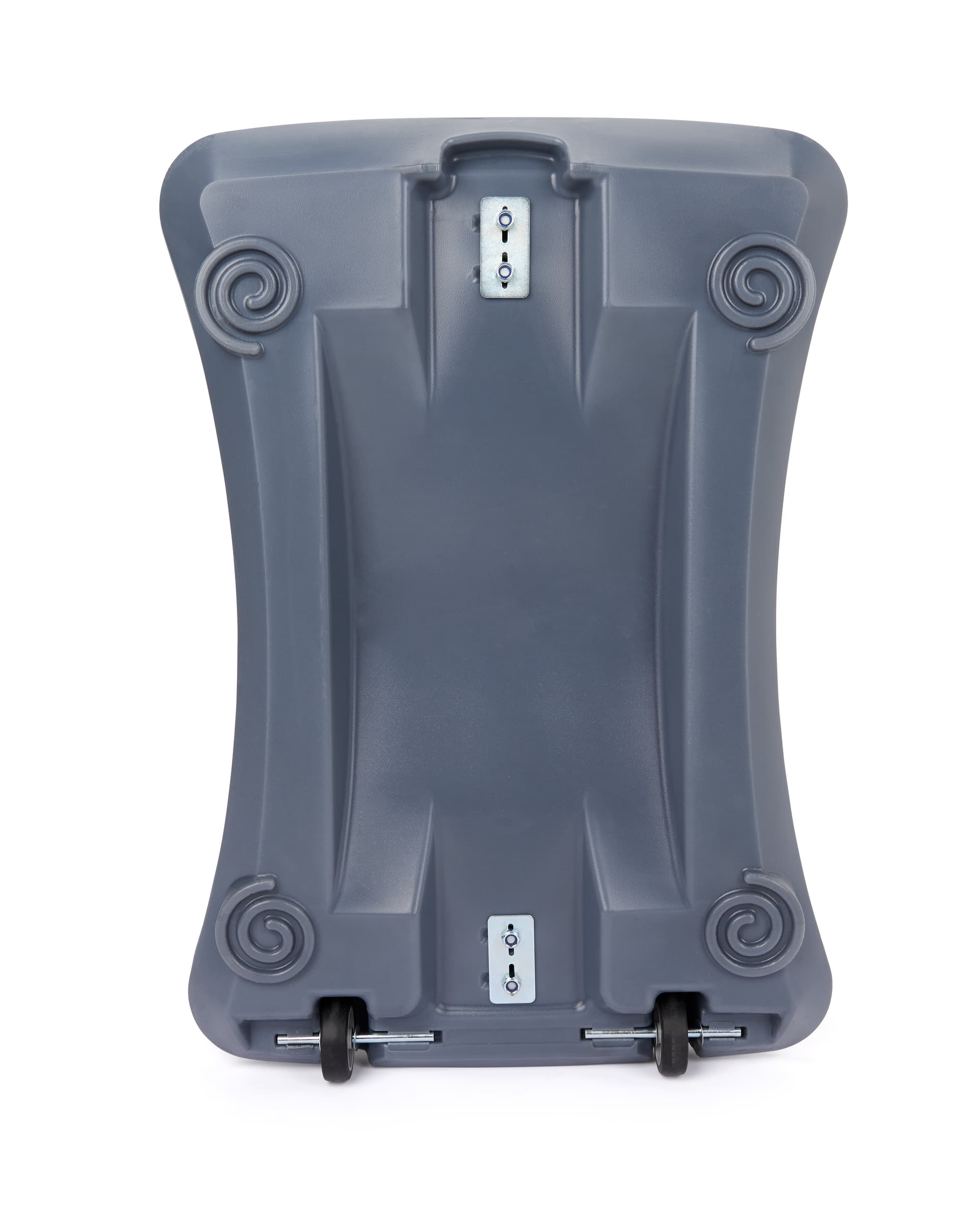 Base features wheels and built in handle for easy transport