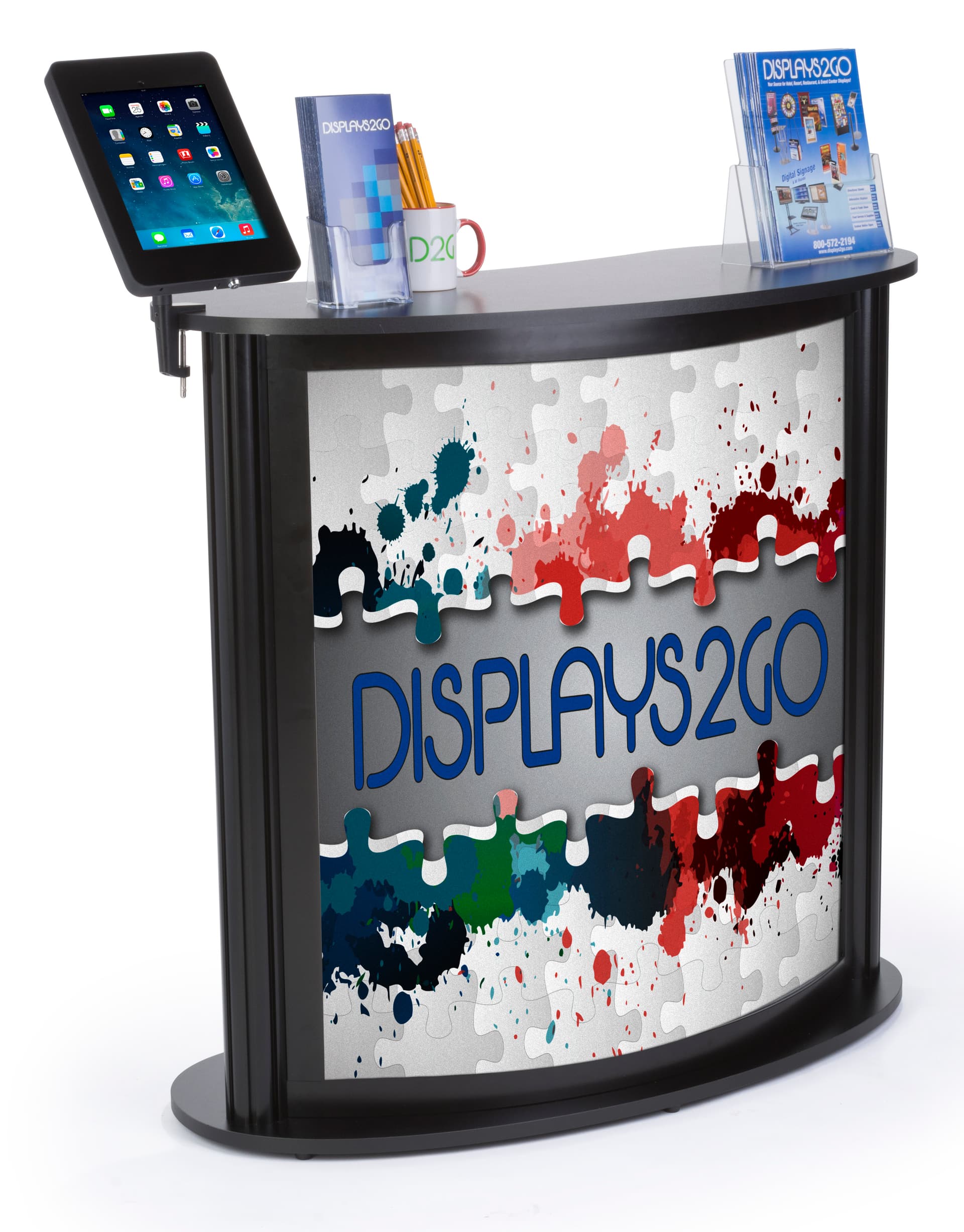Custom Trade Show Counter with iPad Stand, Black