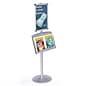 Floor Standing Sign Holder w/ Snap Frame, Literature Tray, 18.3"w  - Silver