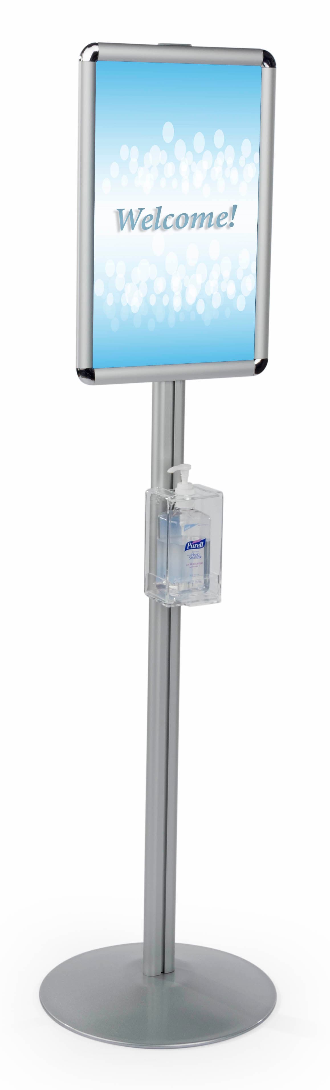 Silver Floor Standing Hand Sanitizer Holder