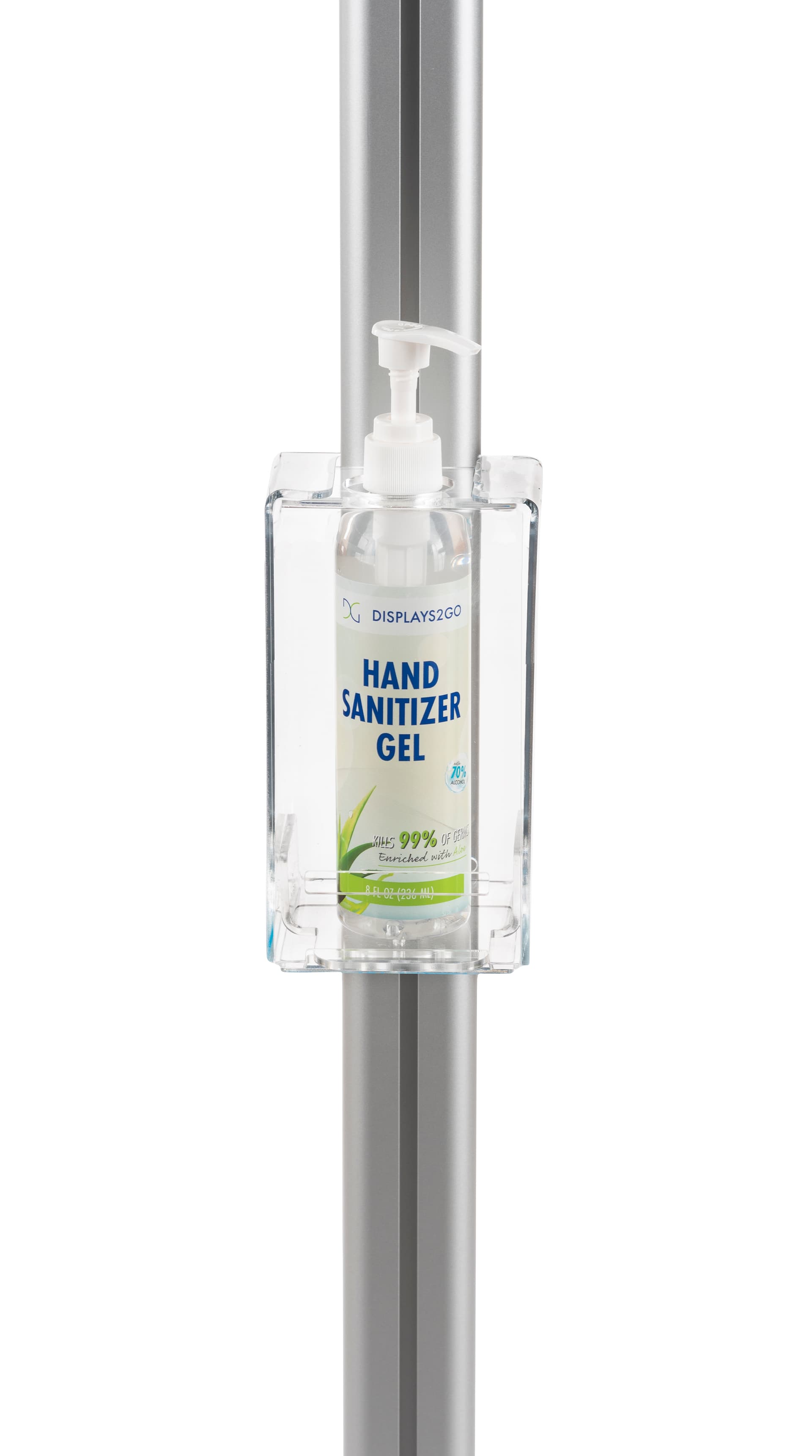Floor standing hand sanitizer holder with adjustable acrylic dispenser
