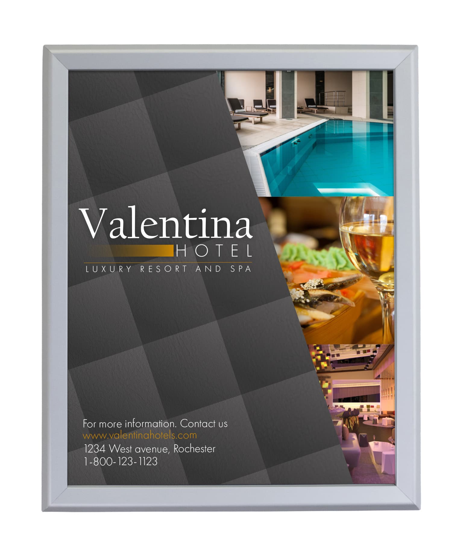 Silver 16 x 20 Snap Frame with Hinged Design