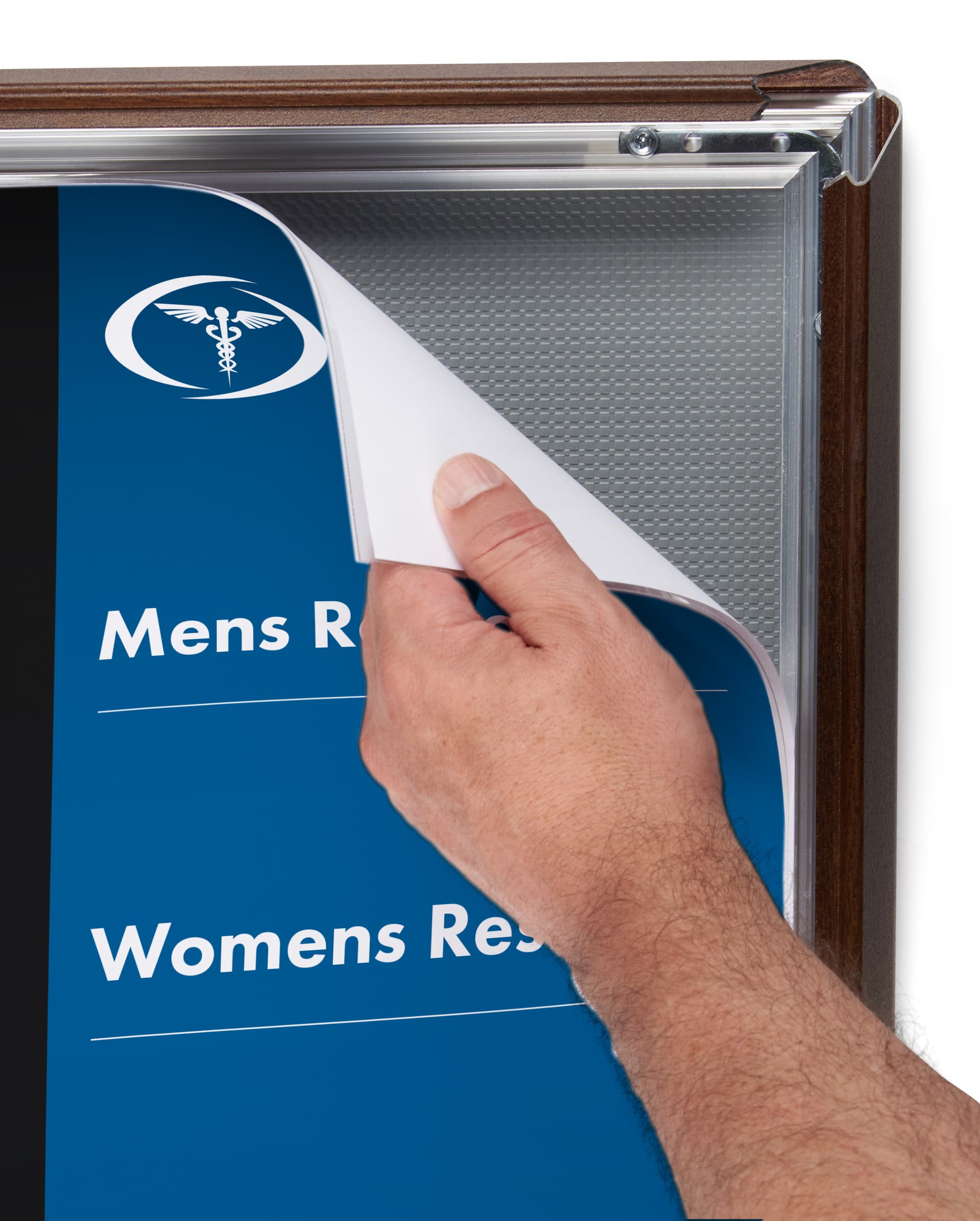 Wood effect wall snap poster frame with clear protective panel 