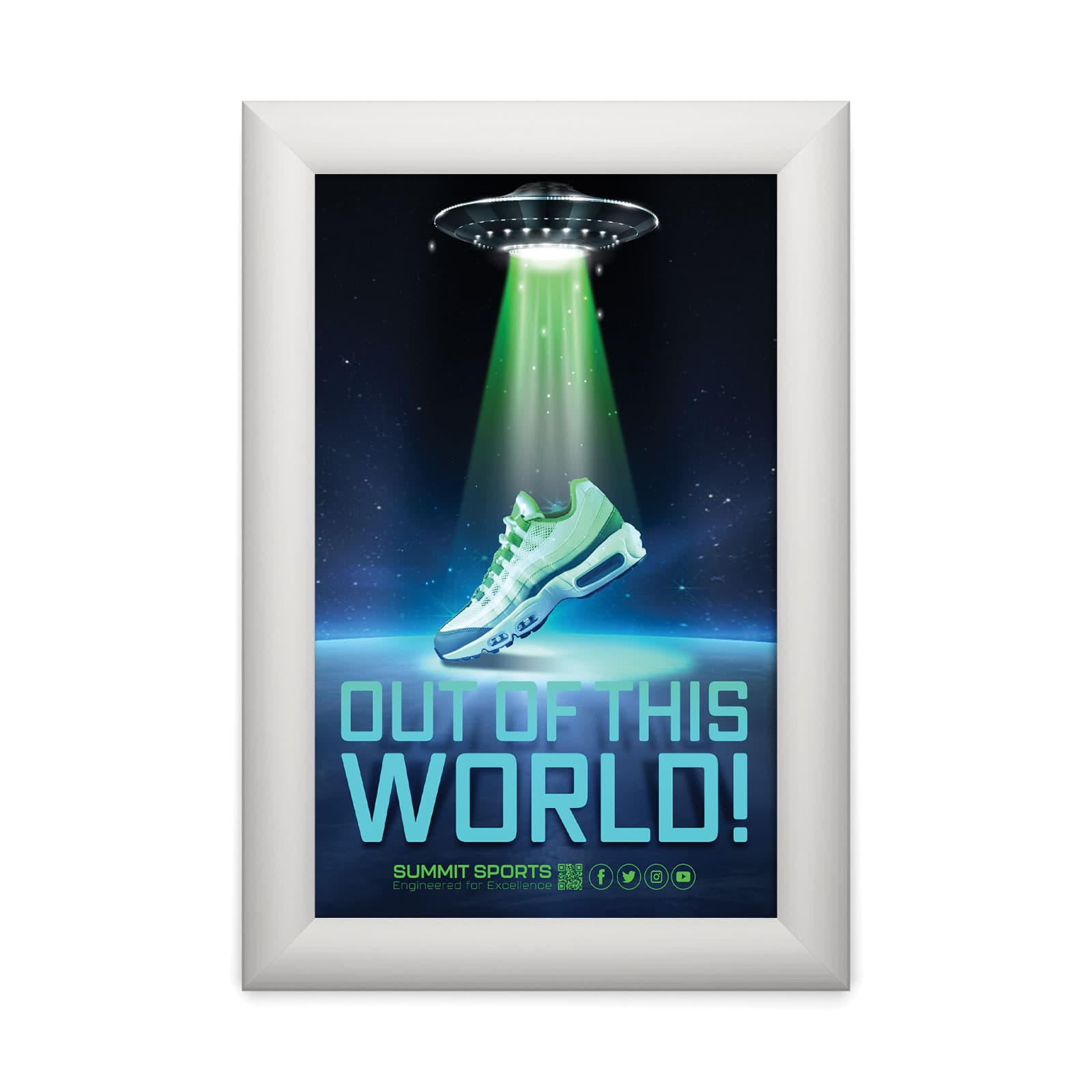 Silver snap frame holds 11x17 graphics