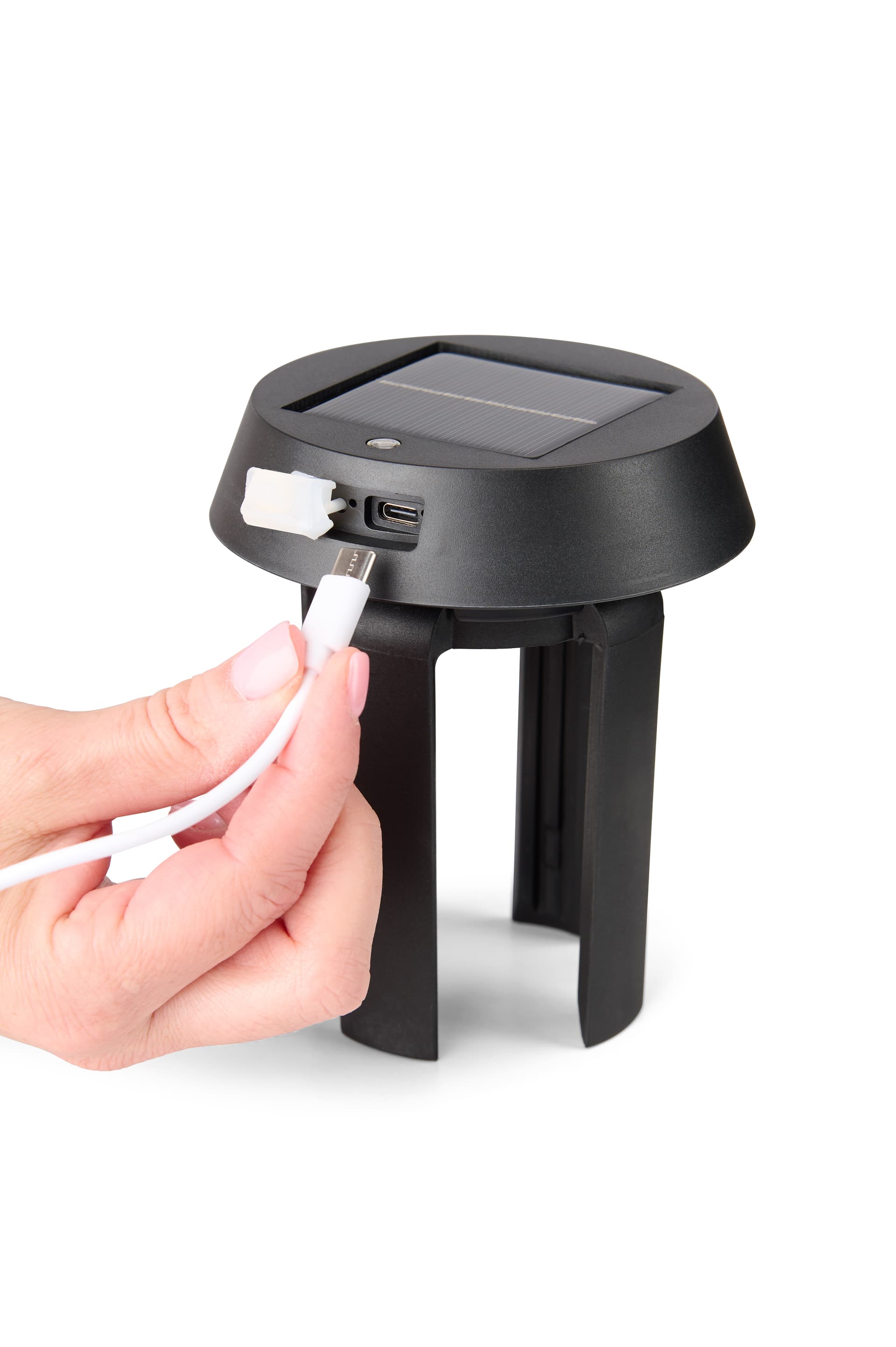 Stanchion mount LED light with USB-C cable charging option