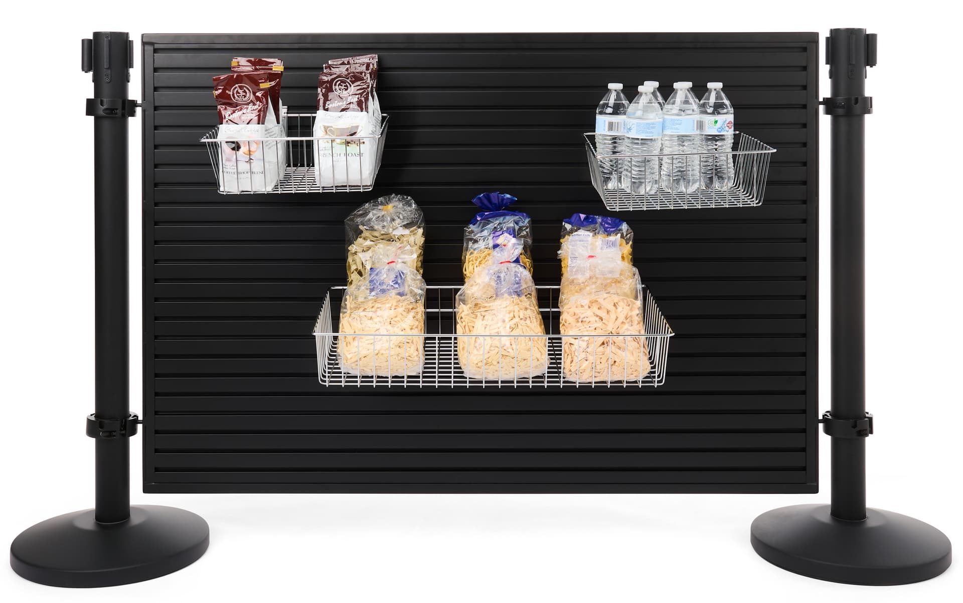 Slatwall basket is compatible with leading slatwalls