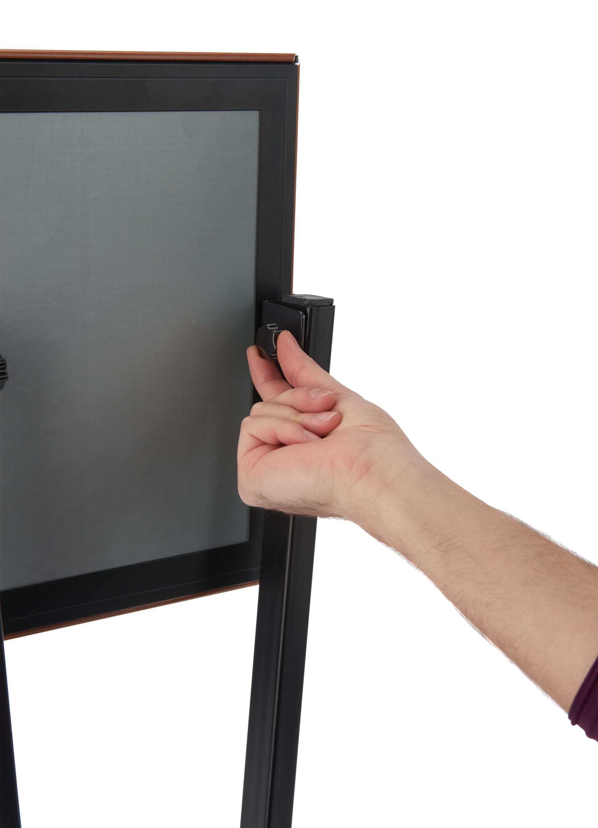 Adjustable knobs conveniently located on the back side of the frame allow you to position and secure your viewing angle