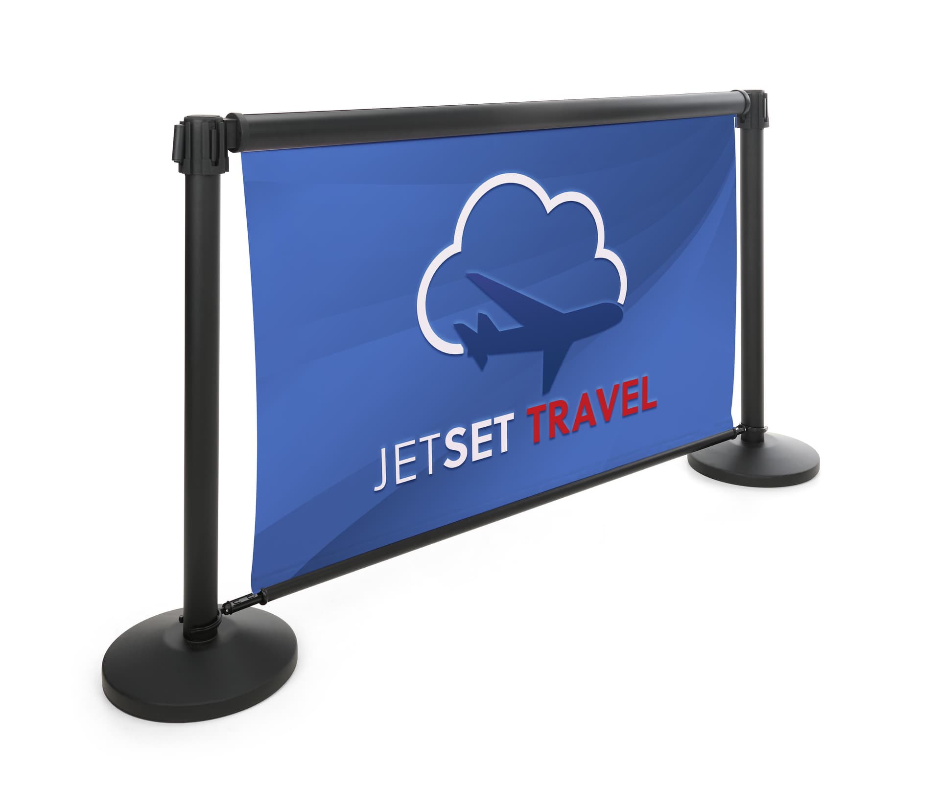 Double-sided retractable stanchion barrier made with durable materials