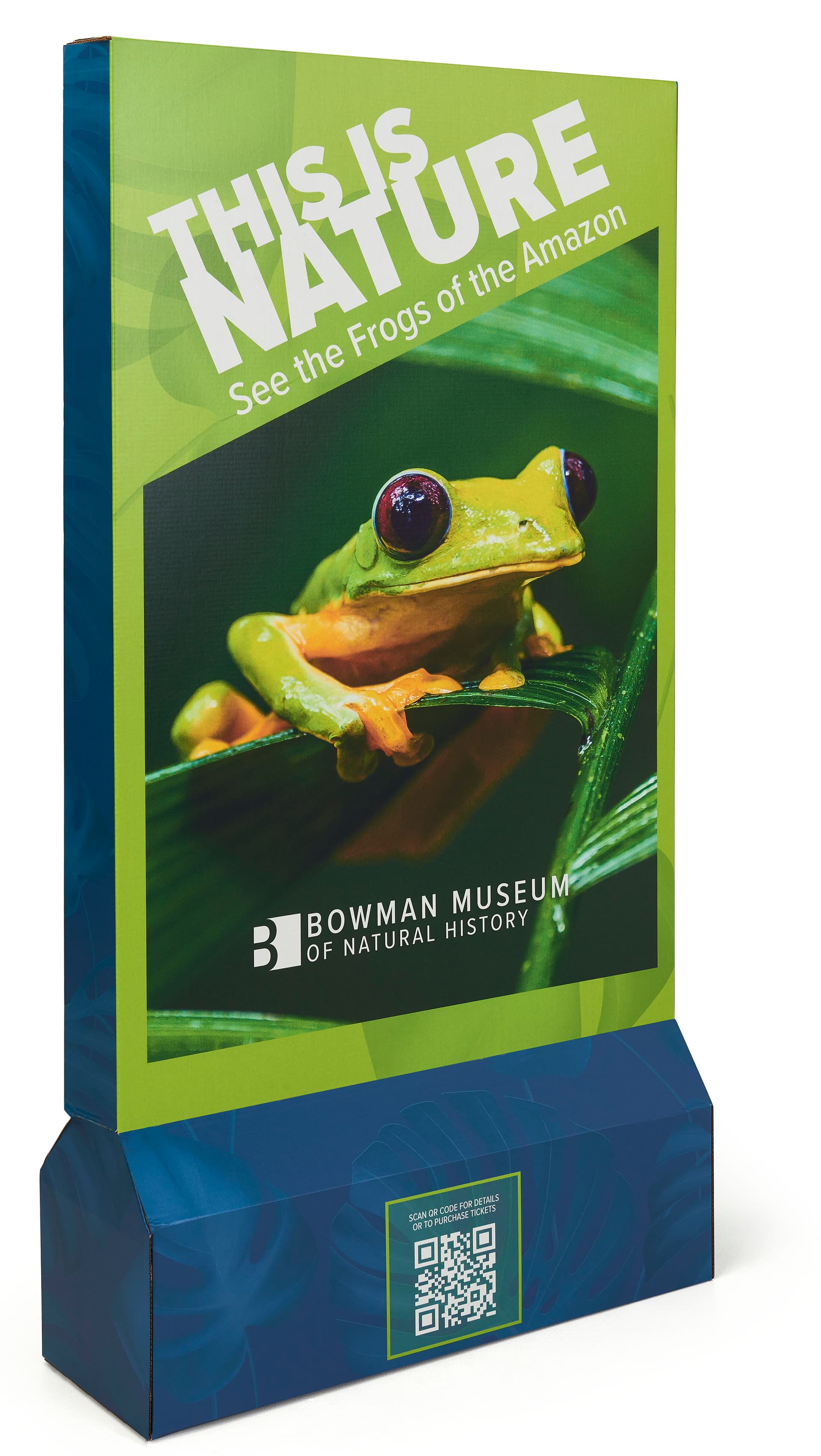 Custom printed cardboard banner stand with double-sided graphics