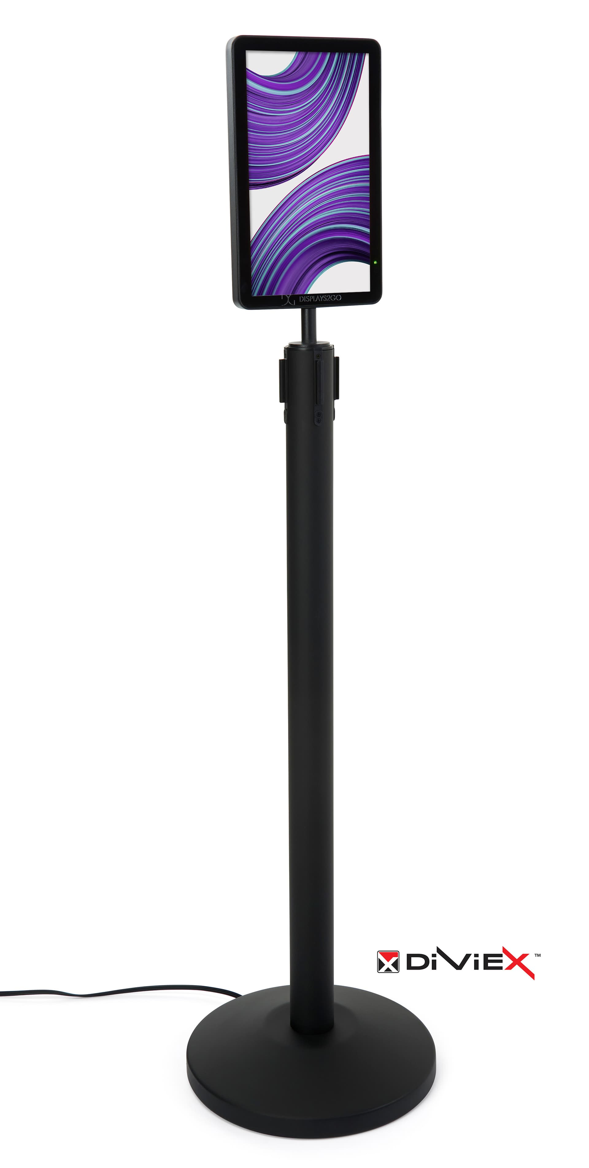 55 inch x 8 inch floor standing digital sign stanchion