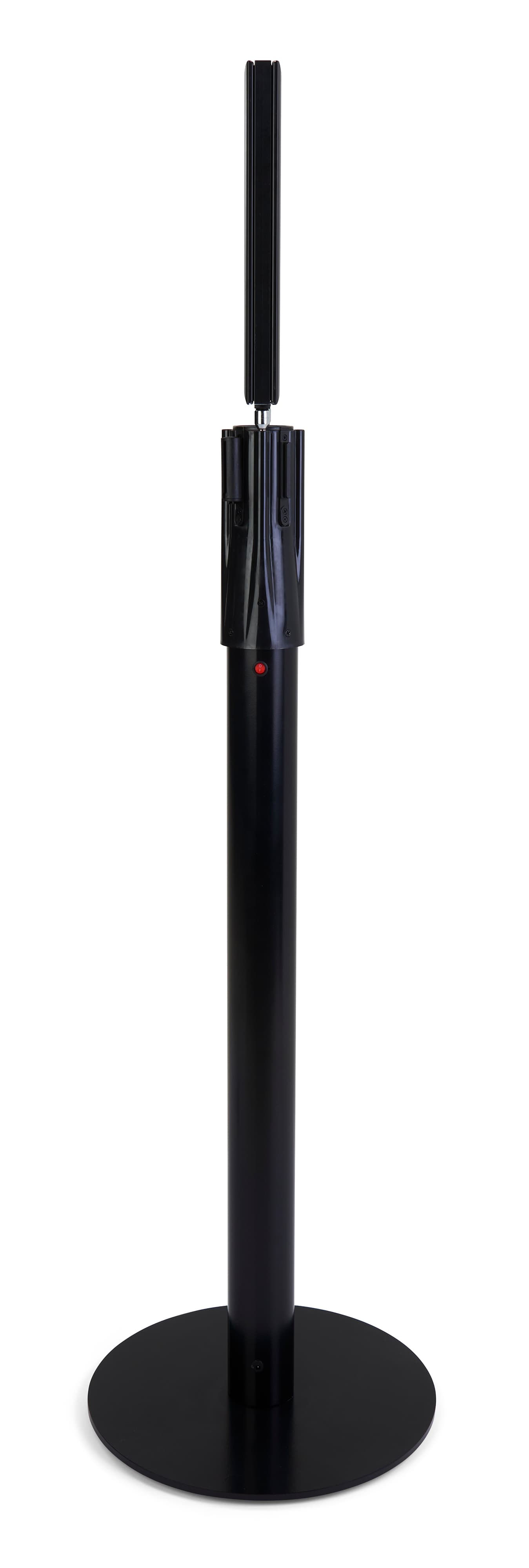 Stanchion with LED sign holder has a slim profile 