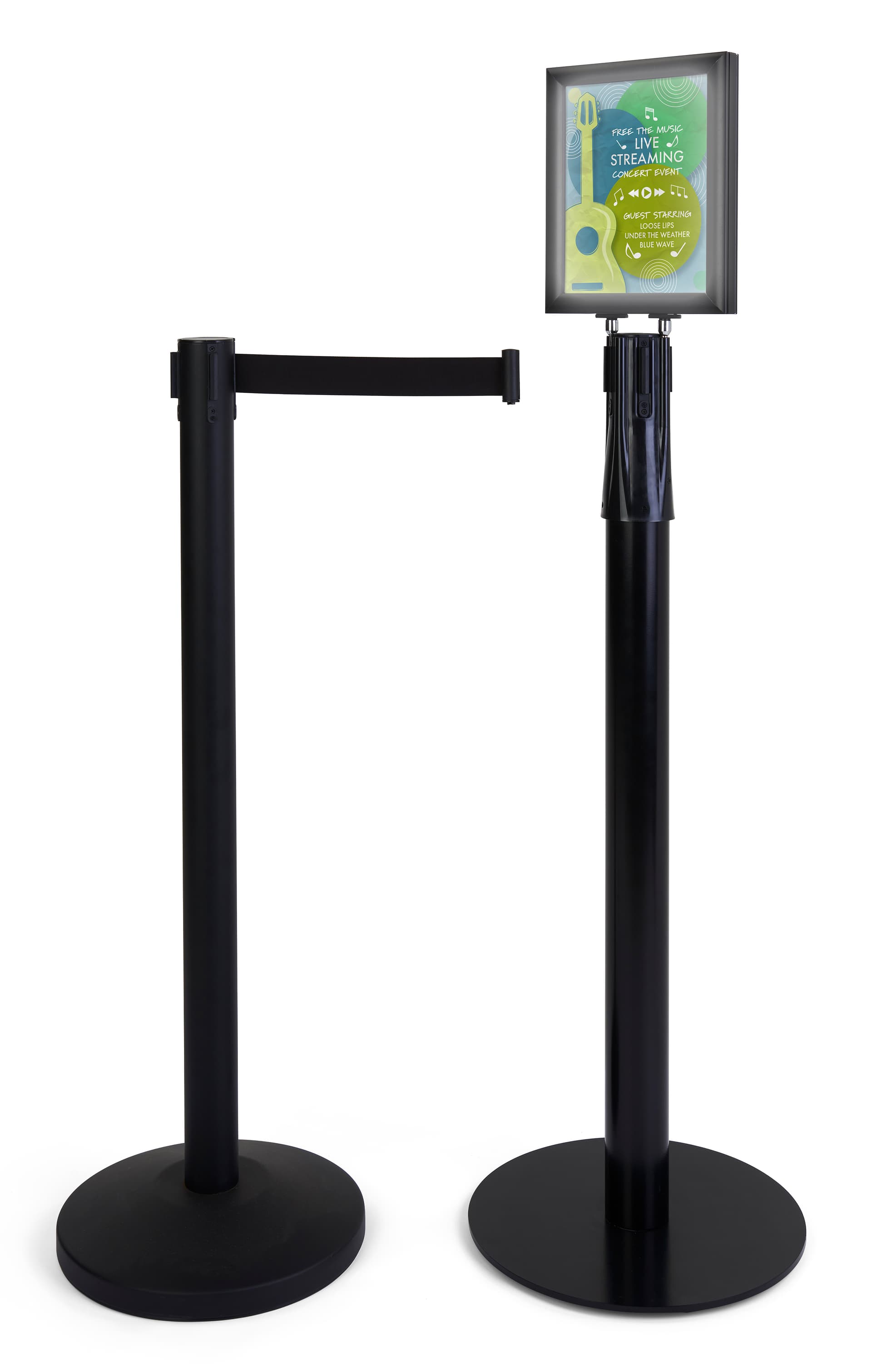 Stanchion with LED sign holder is compatible with other economy Queue.Pole stands