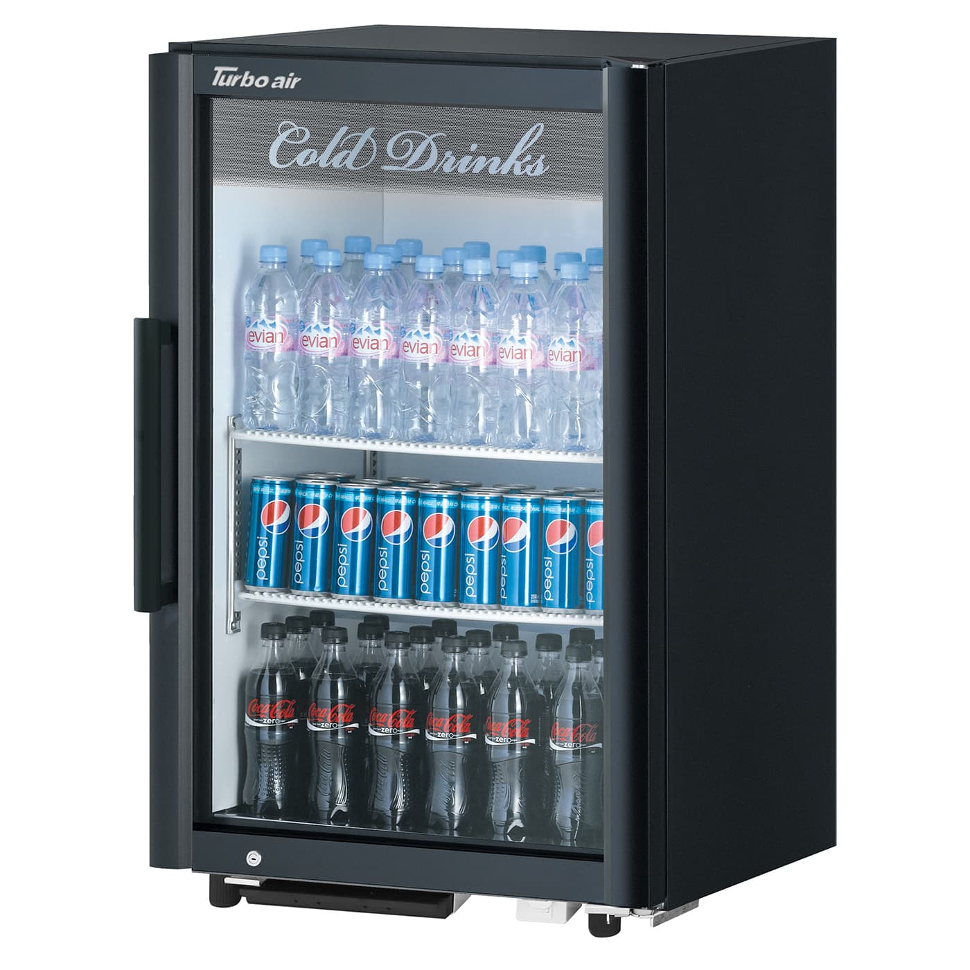 black countertop merchandiser refrigerator
