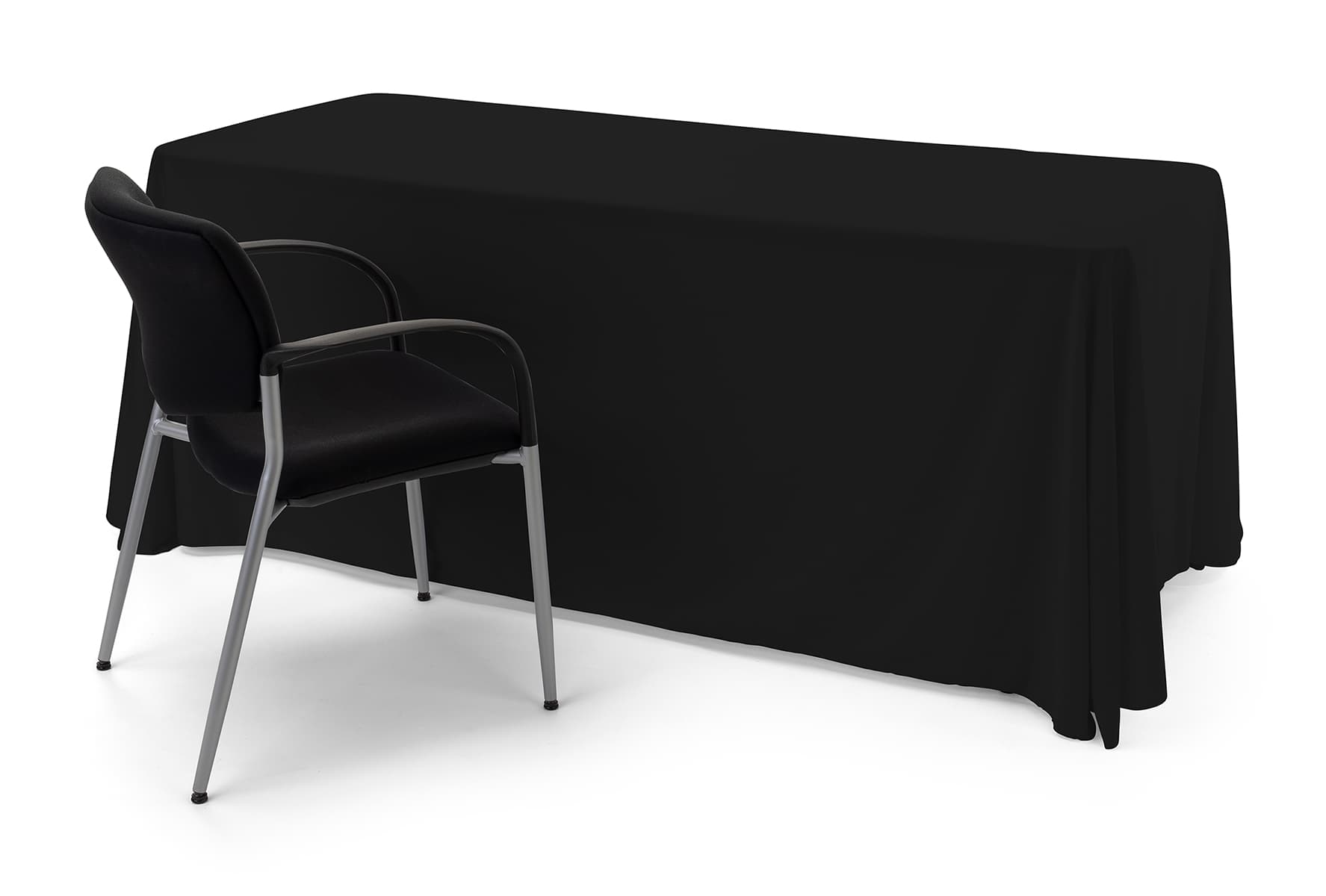 Black single sided custom table throw  with four even sides