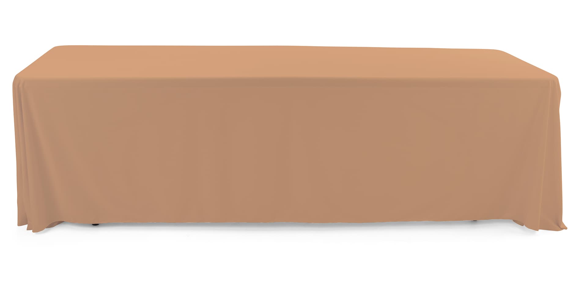 Beige polyester table cover is durable and long lasting 
