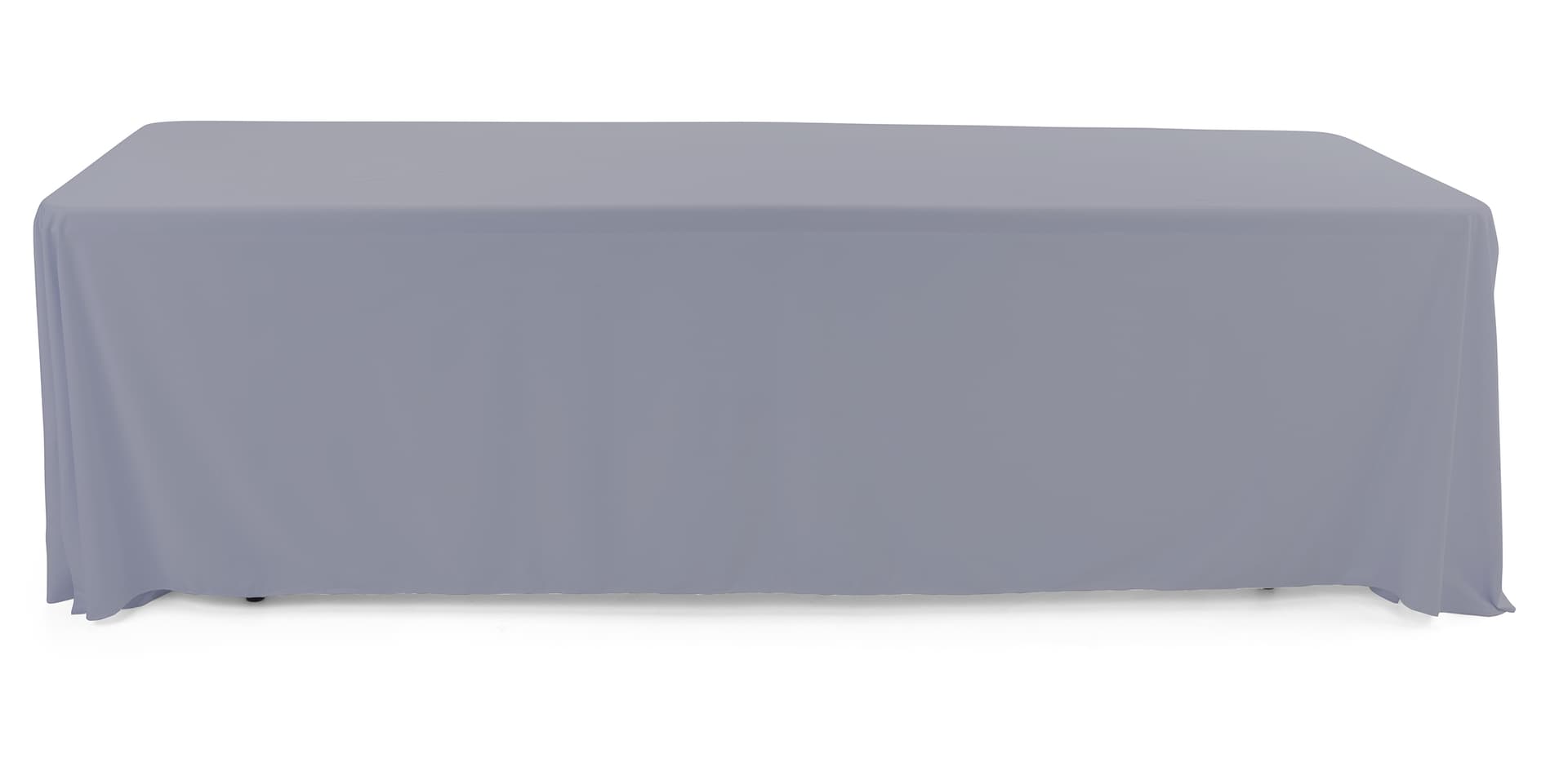 Grey polyester table cover is 8' long 
