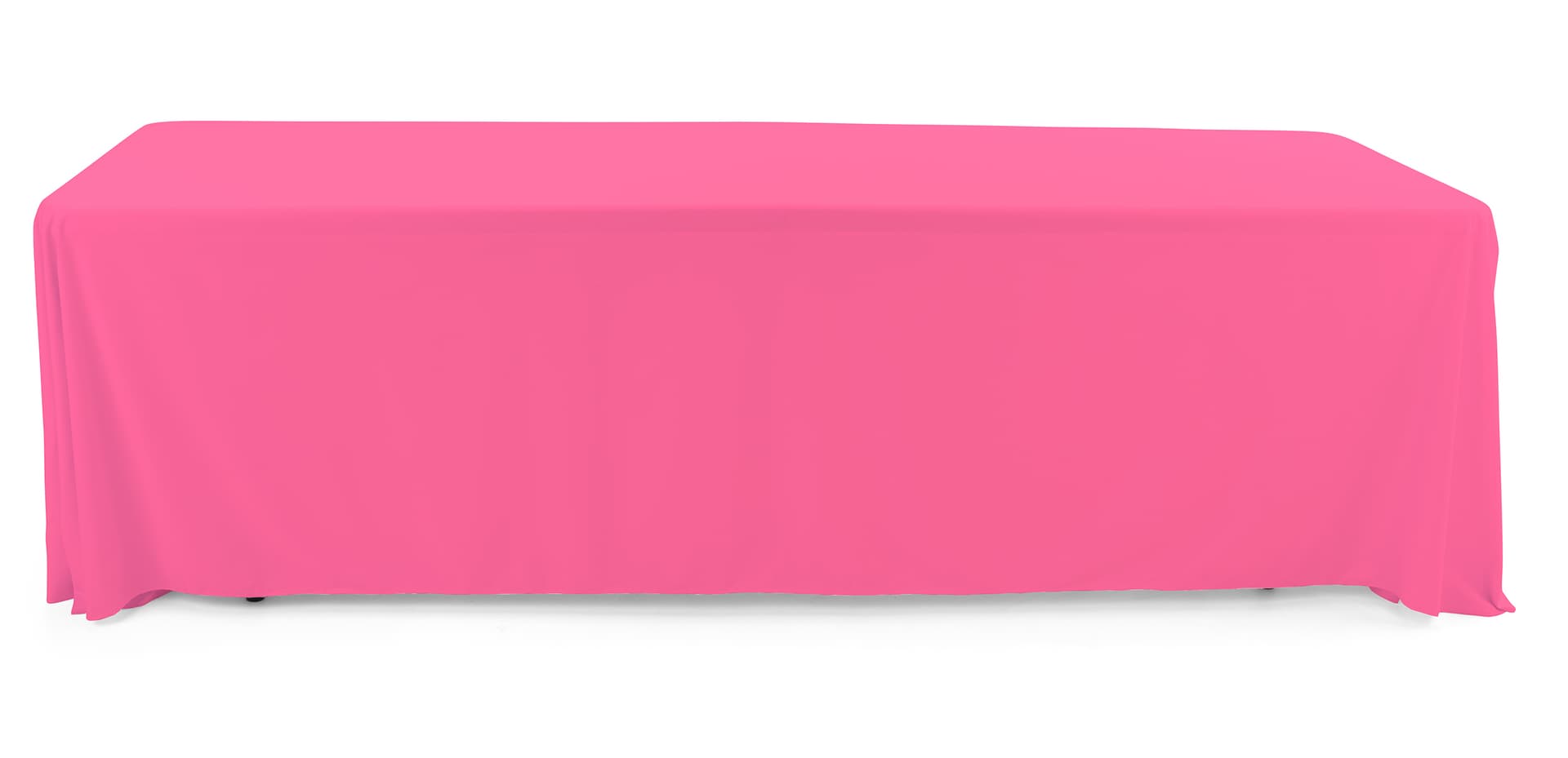 Pink polyester table cover with fire resistant fabric  