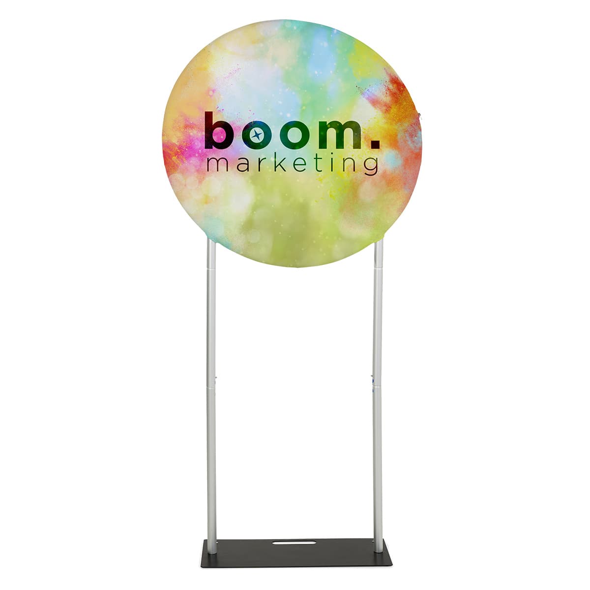 Custom printed 7ft EZ extend circle backdrop with single sided graphics