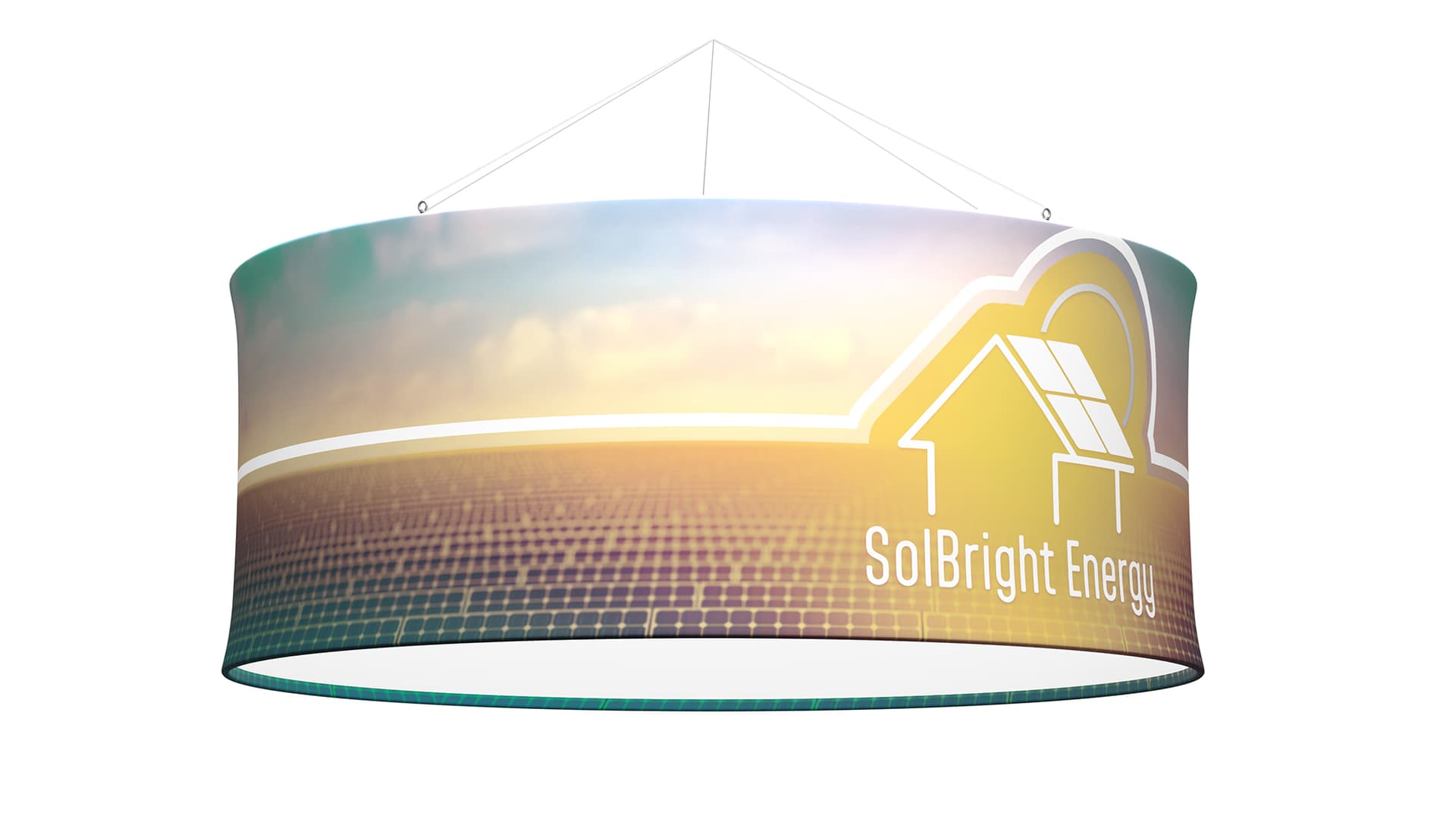 Circle hanging banners for ceiling mounting 