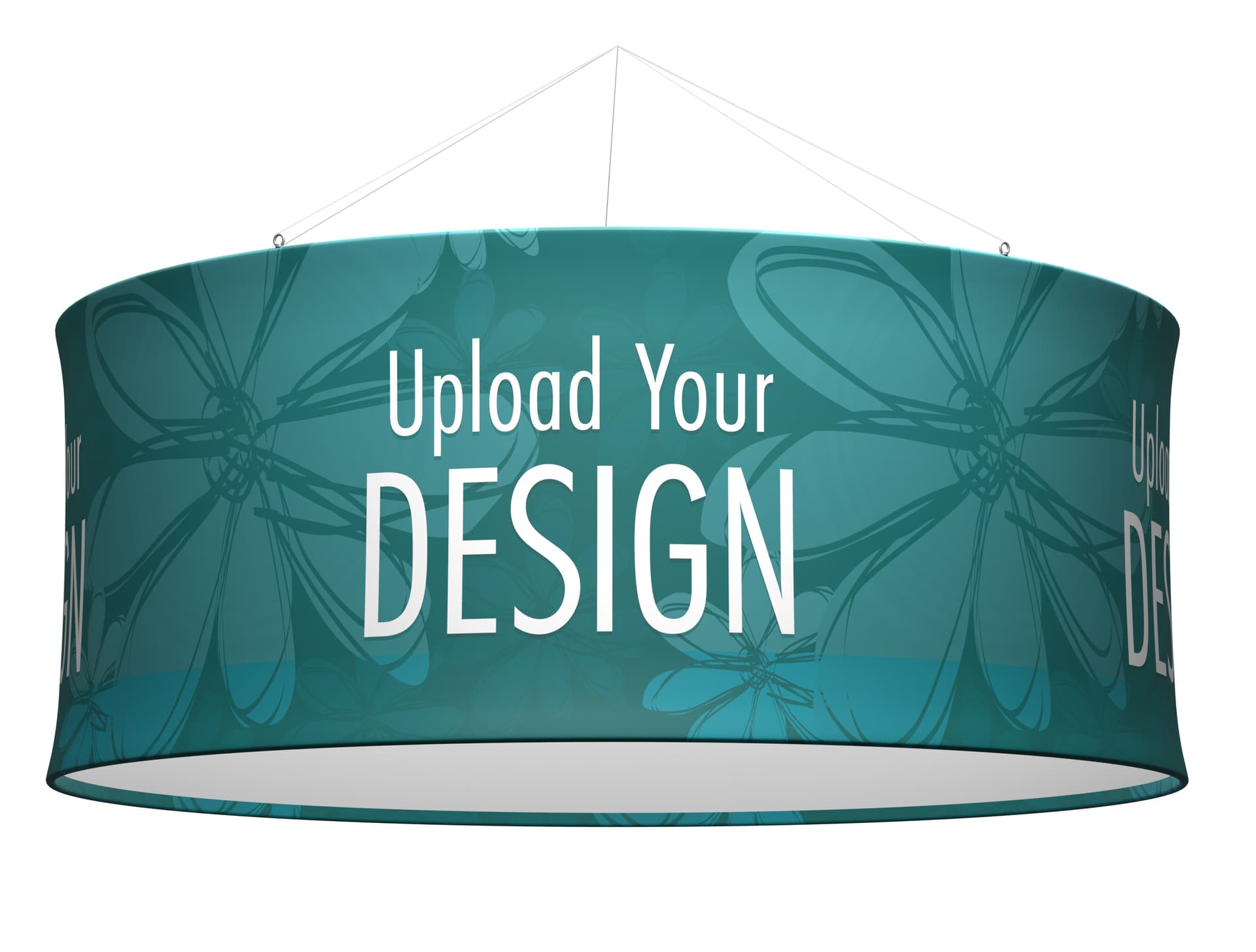 Circle hanging banners with push pin assembly 