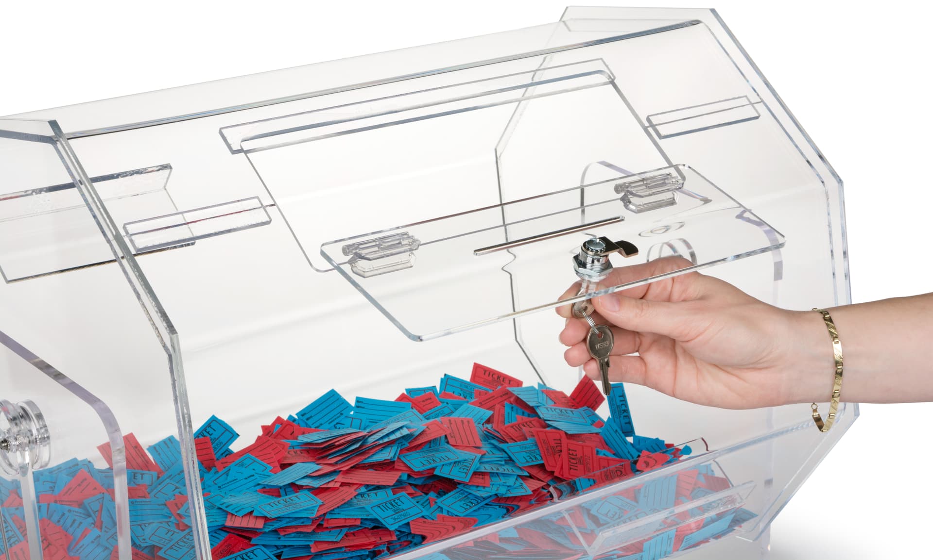 Raffle Ticket Tumbler with Hinged Door