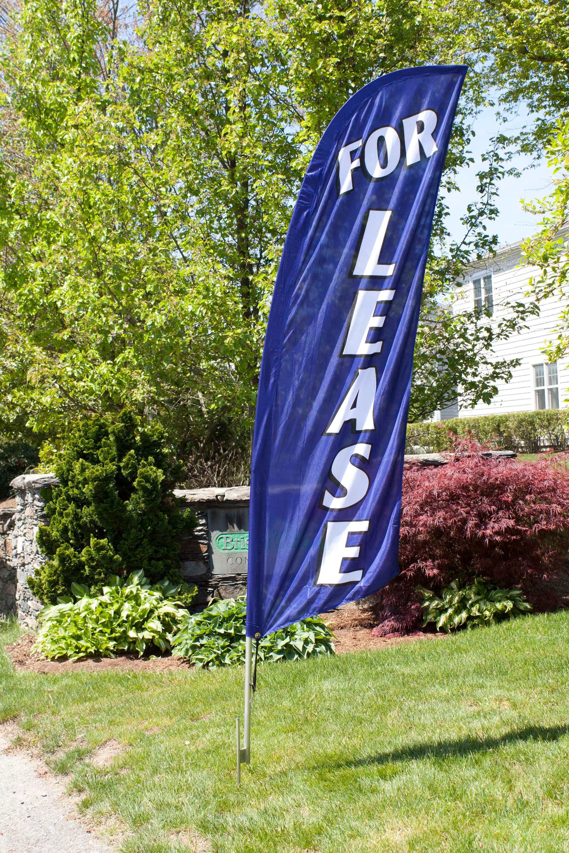 For Lease Flag | White On Blue Message Banner | Displays2Go
