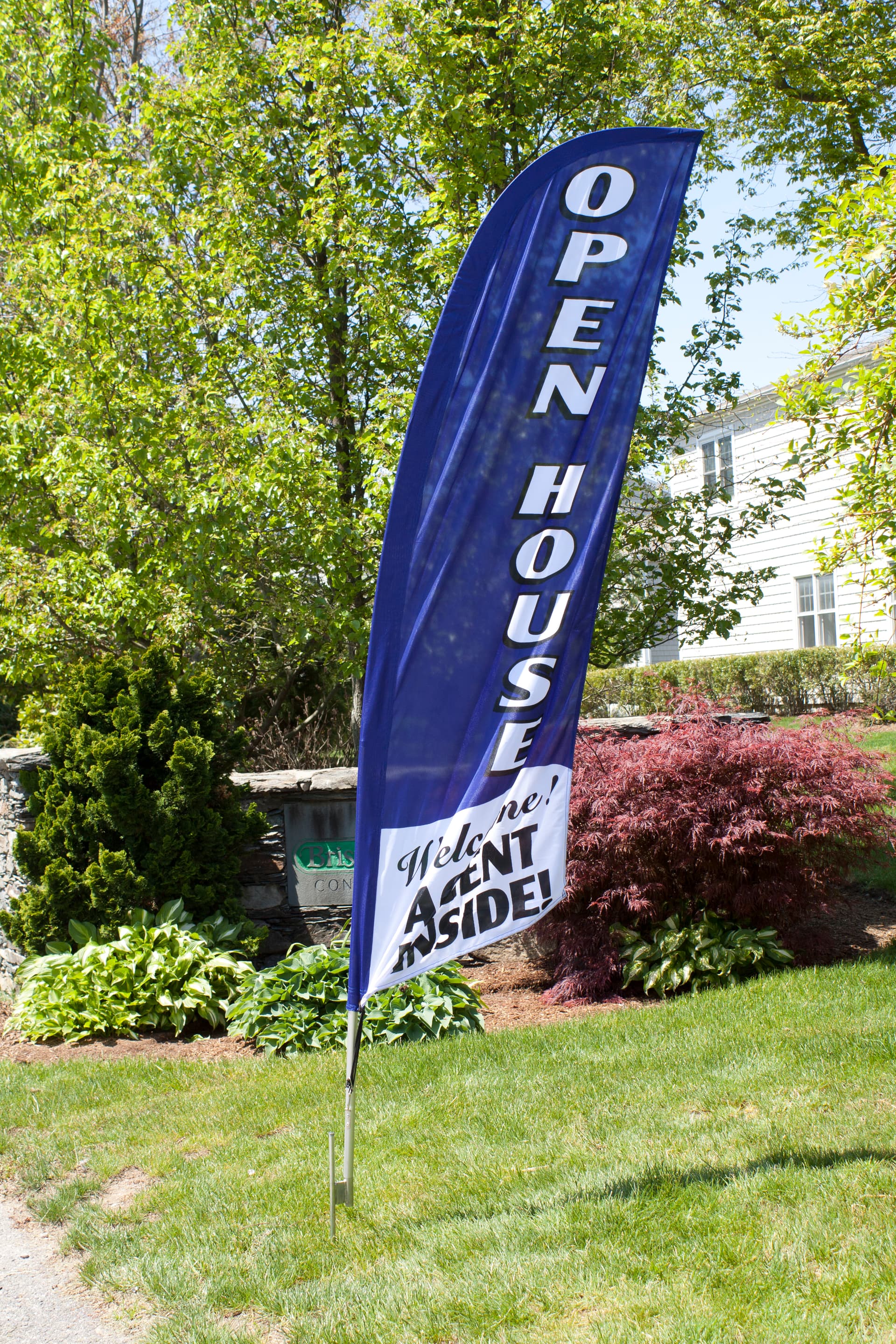 Outdoor OPEN HOUSE Vertical Blue Banner Flag