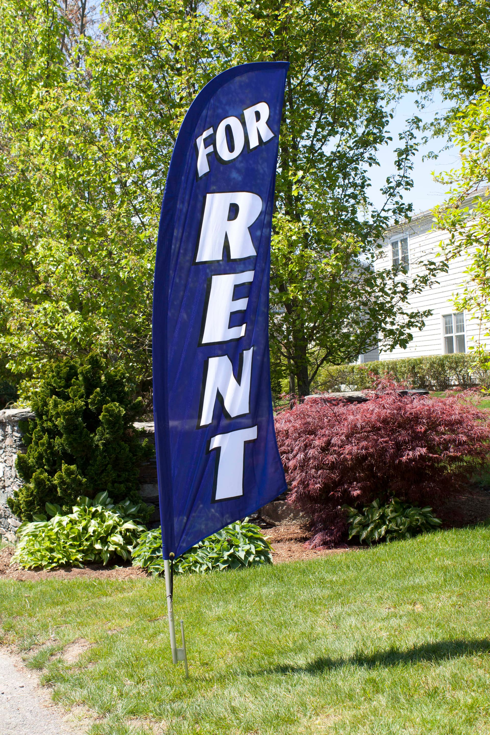 Outdoor-rated FOR RENT Blue Advertising Flag Banner