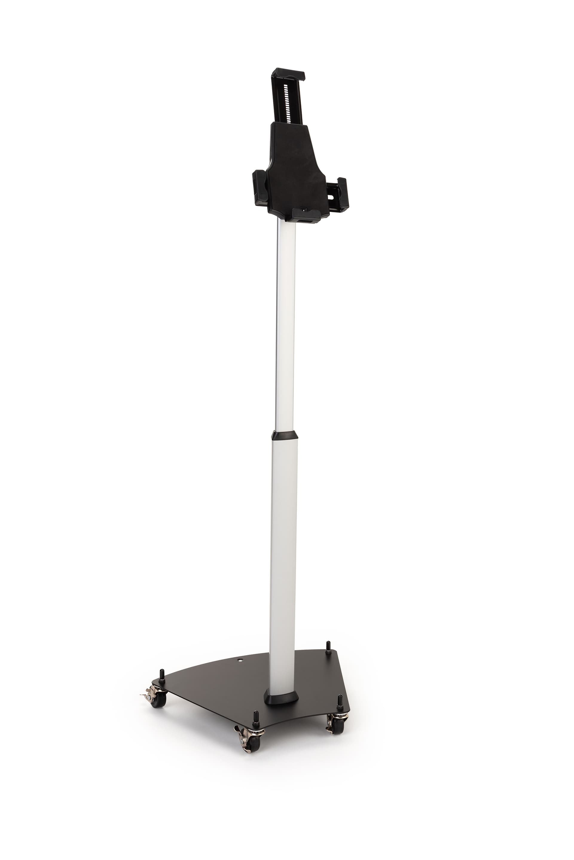 Rolling iPad stand with tilting enclosure 