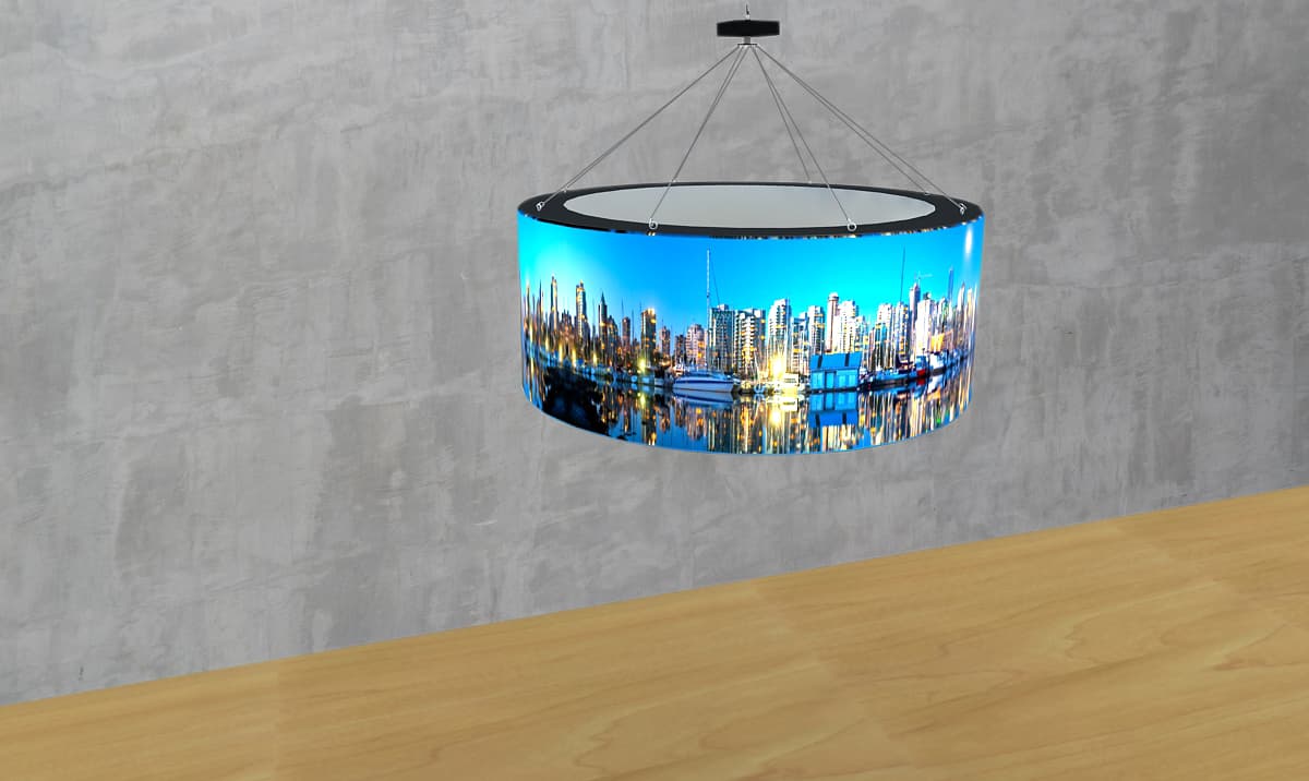 10' hanging round backlit sign with LED illumination