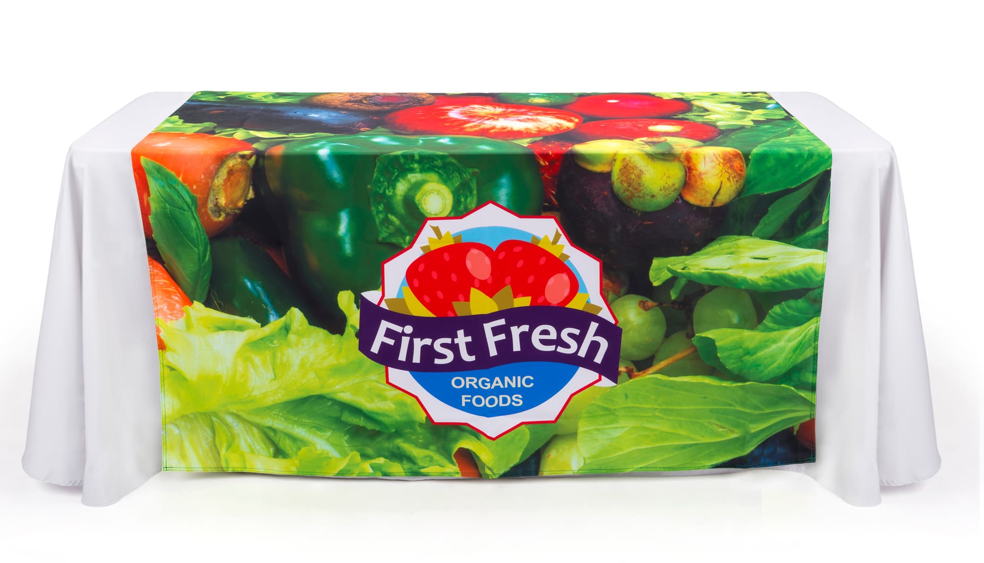 60 inch wide custom table runners made with heavy duty polyester 