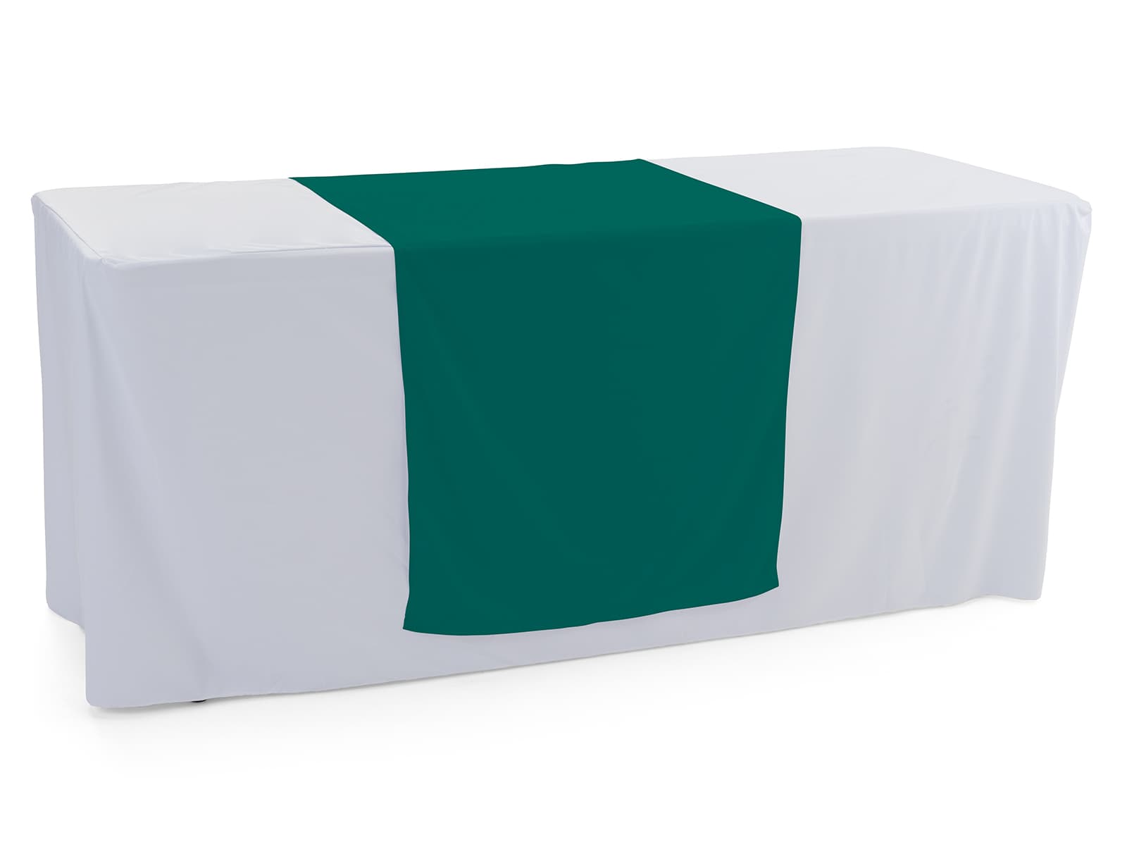 Green table runner made of polyester