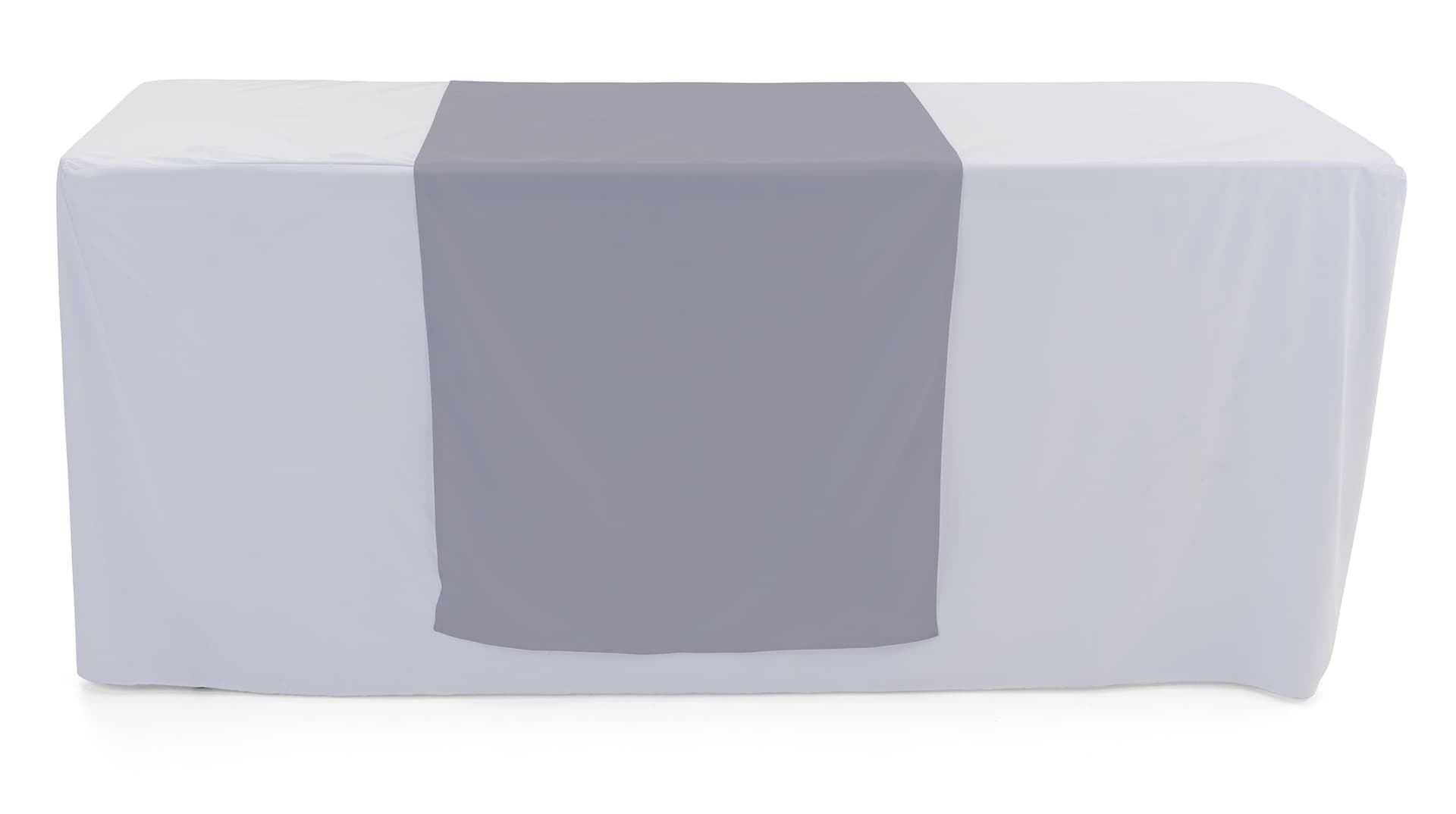Gray table runner with machine washable and dryer safe material