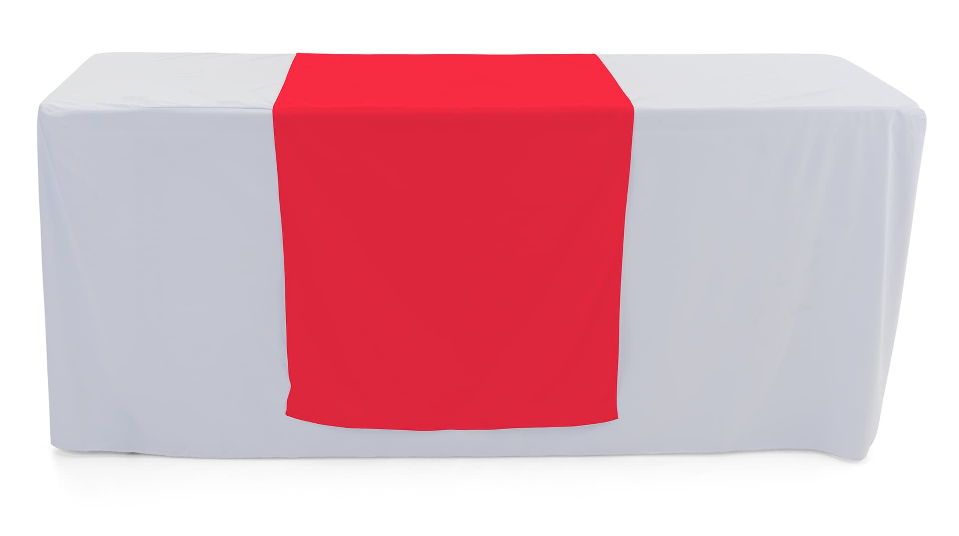 Red table runner with flame retardant finish 
