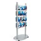 4-Tiered Literature Floor Stand, 4"/8.5"w, 24/48 Pockets, Double Sided - Silver
