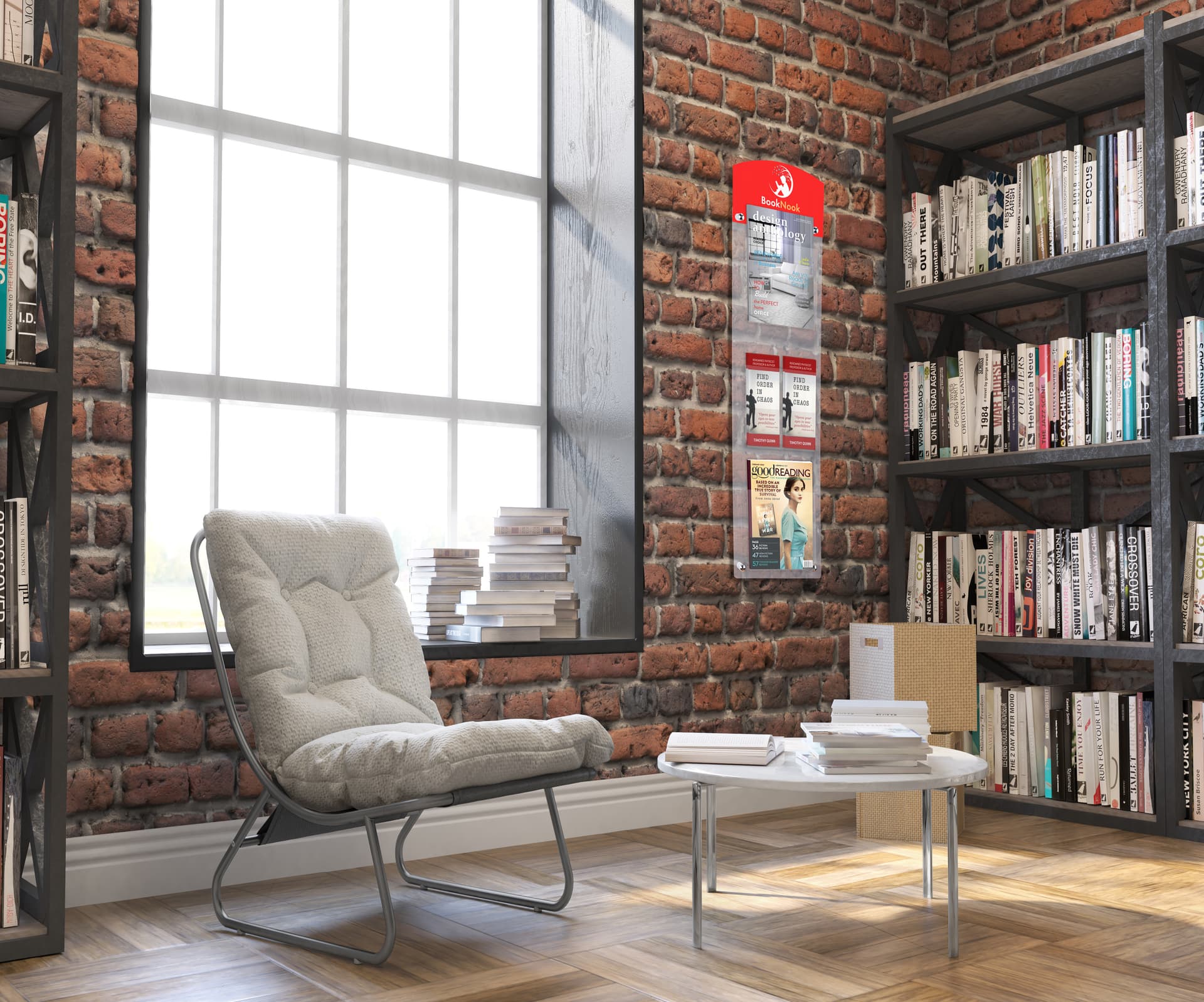 Header graphic with custom printing for 2RP3 series literature holders is great in libraries 