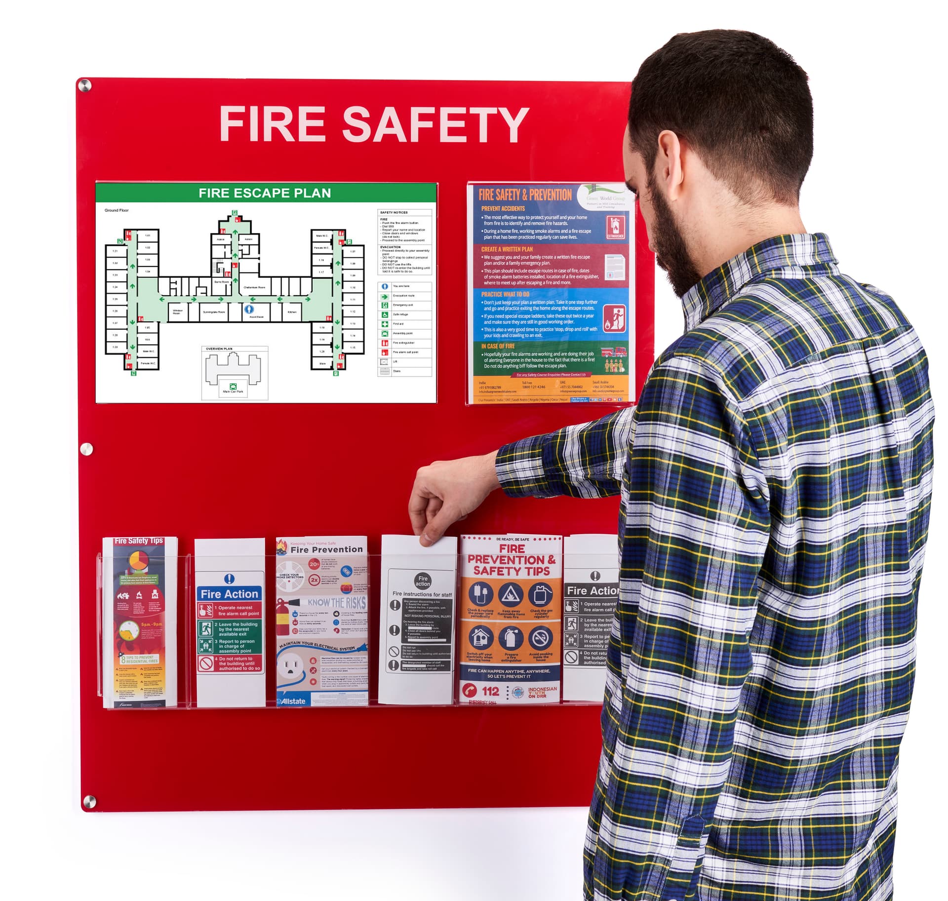 Static Display Fire Department Acrylic Mounted Fire Safety Information Station | Pre-Printed | Displays2Go