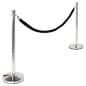 QueuePole Round Set of (2) 39" Chrome Stanchion Posts with 6.5' Black Rope