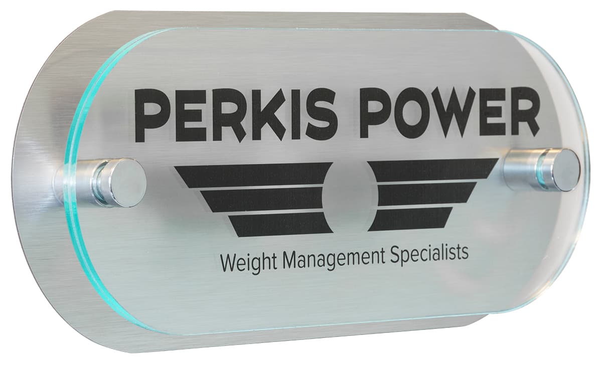 10" x 4" Oval Door Sign with Brushed Aluminum Backer