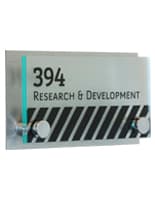 Wayfinding Office Door Sign with Brushed Metal Backing
