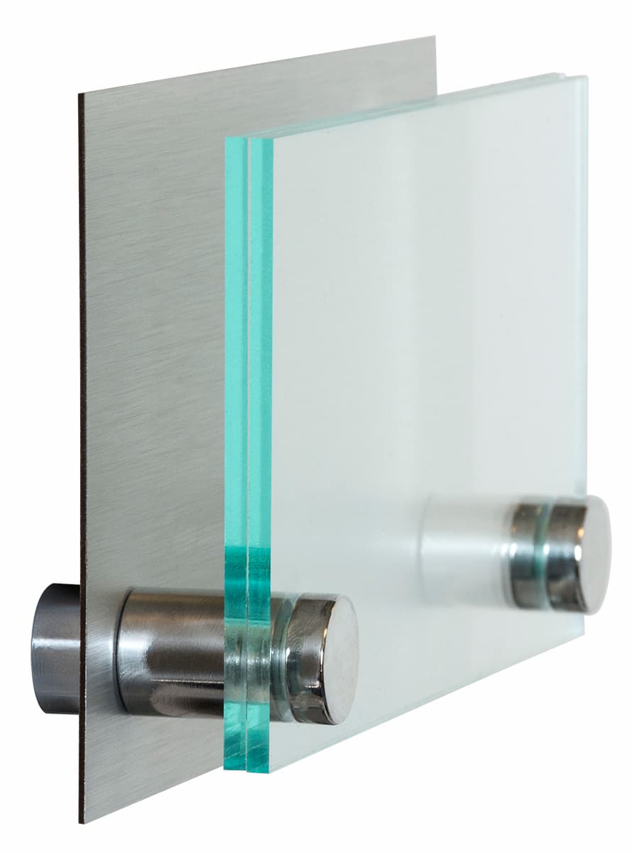 Layered Office Door Sign with Brushed Metal Backing