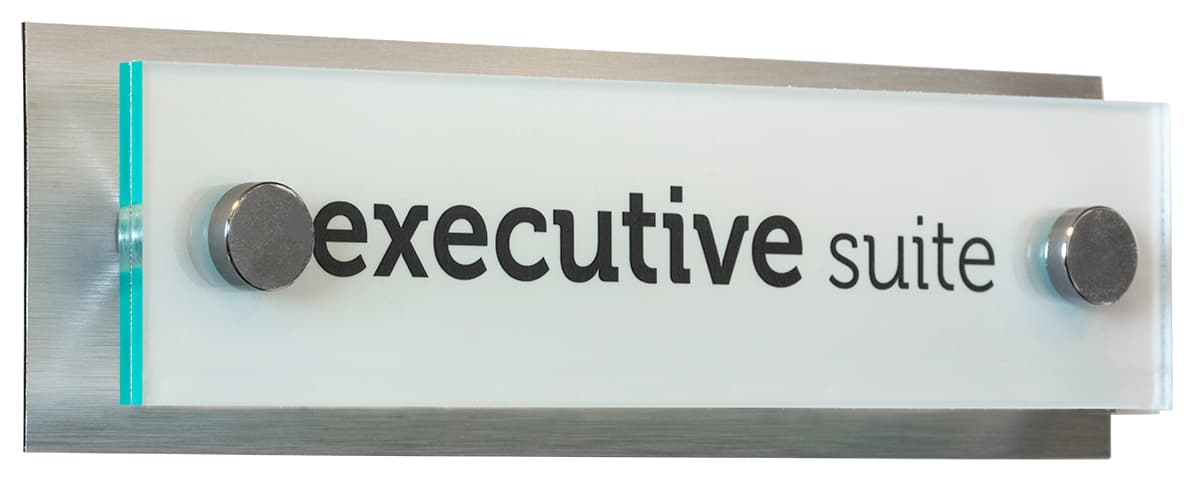 Clear Acrylic Standoff Office Sign with Silver Backer