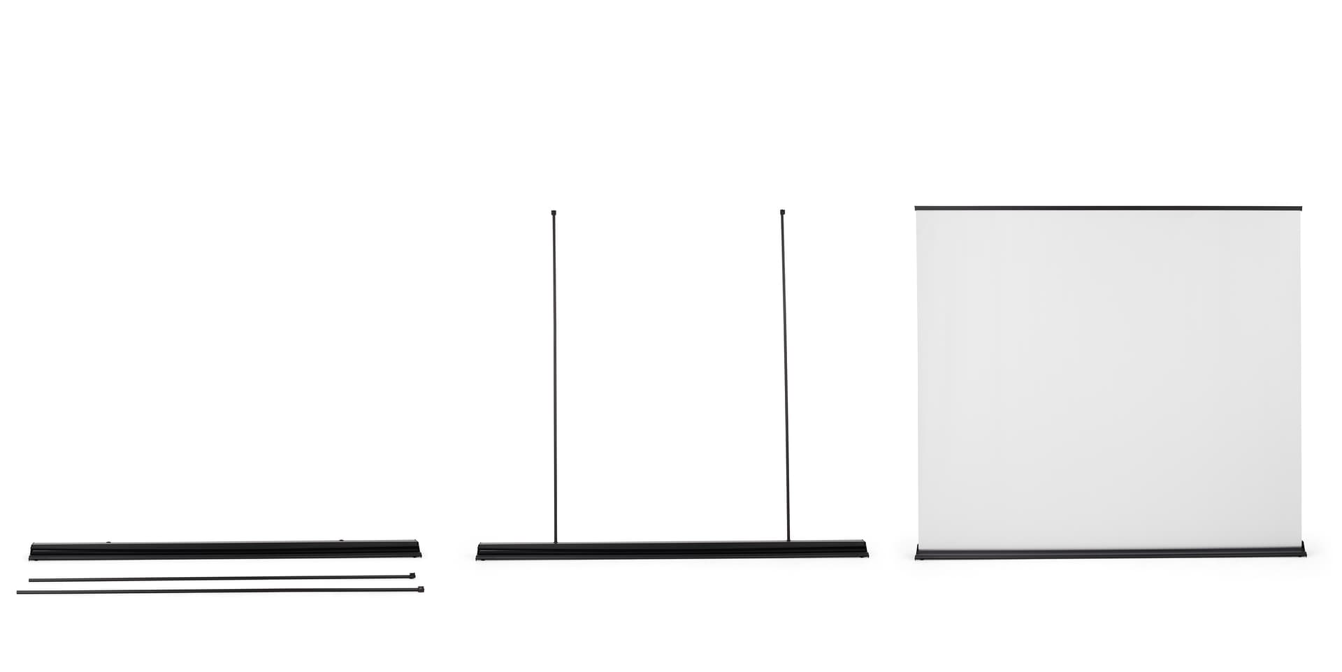8’W custom printed pull-up backdrop with telescopic poles 