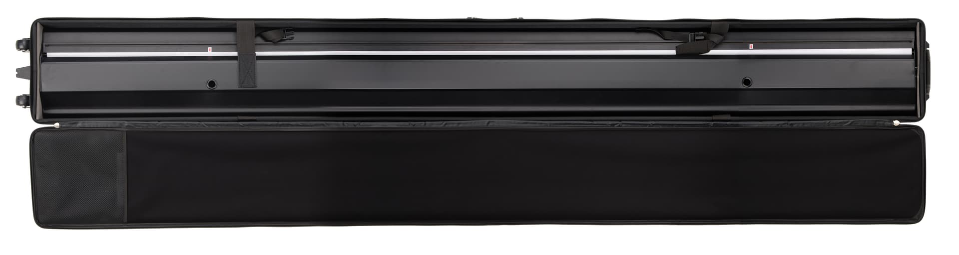 8’W custom printed pull-up backdrop with black canvas storage bag