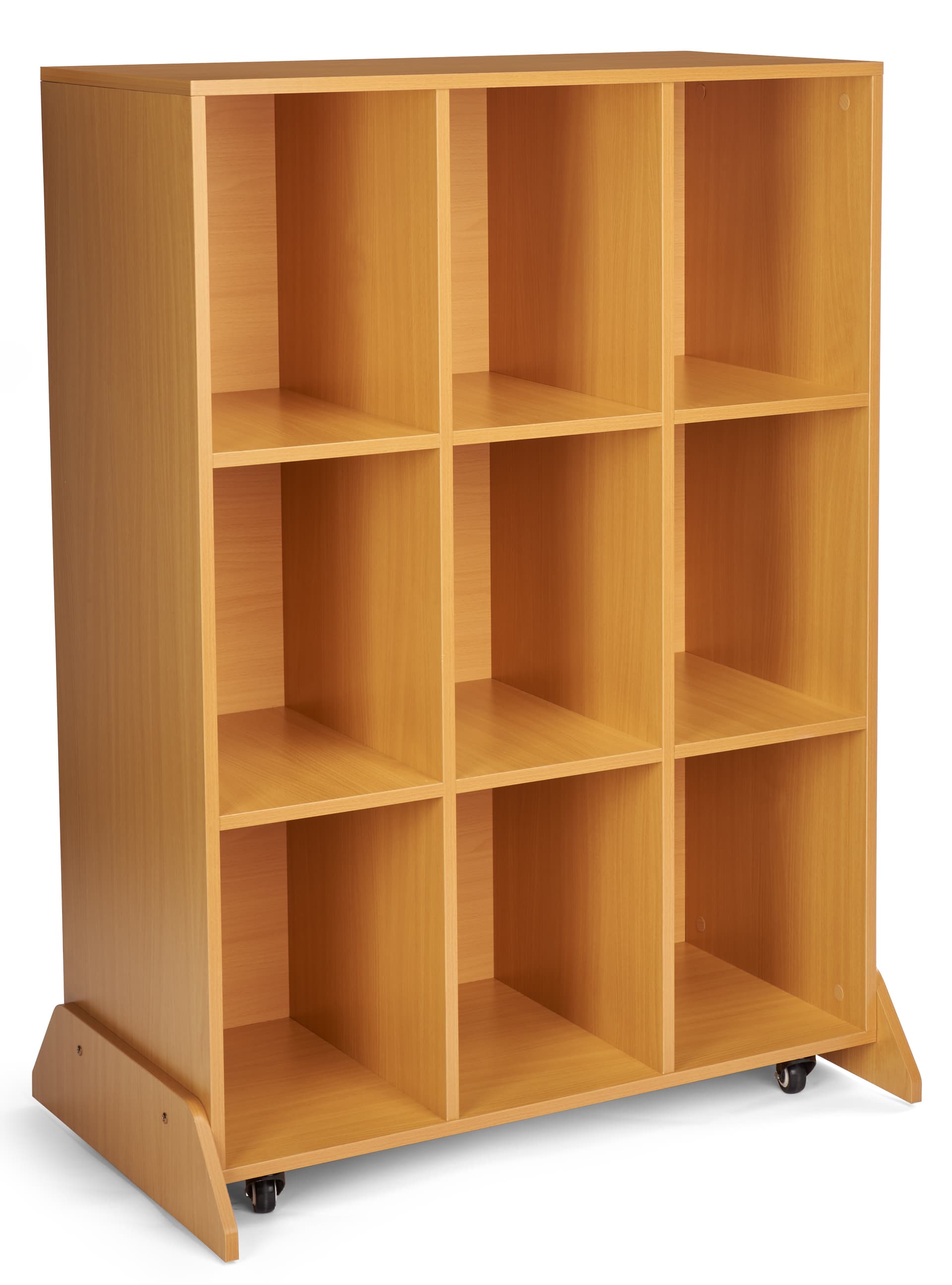Mobile cubby storage unit with whiteboard back and MDF construction